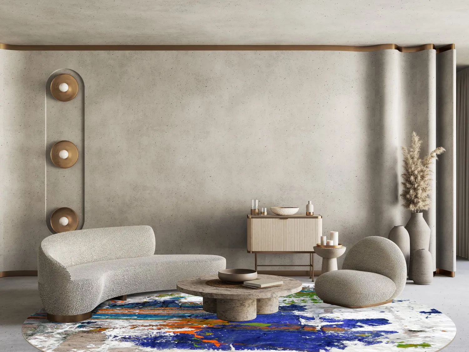 Rundt tæppe - Como (multi)