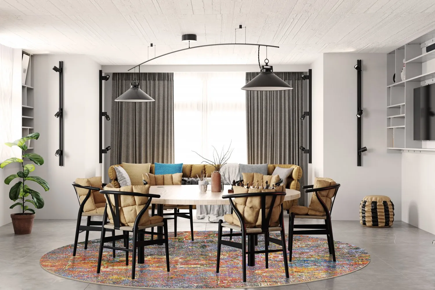 Rundt tæppe - Almonte (multi)