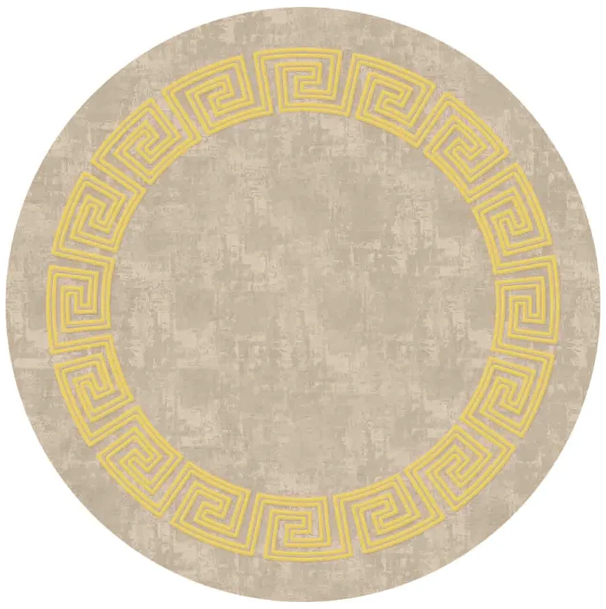 Rundt tæppe - Myra (beige/gul)