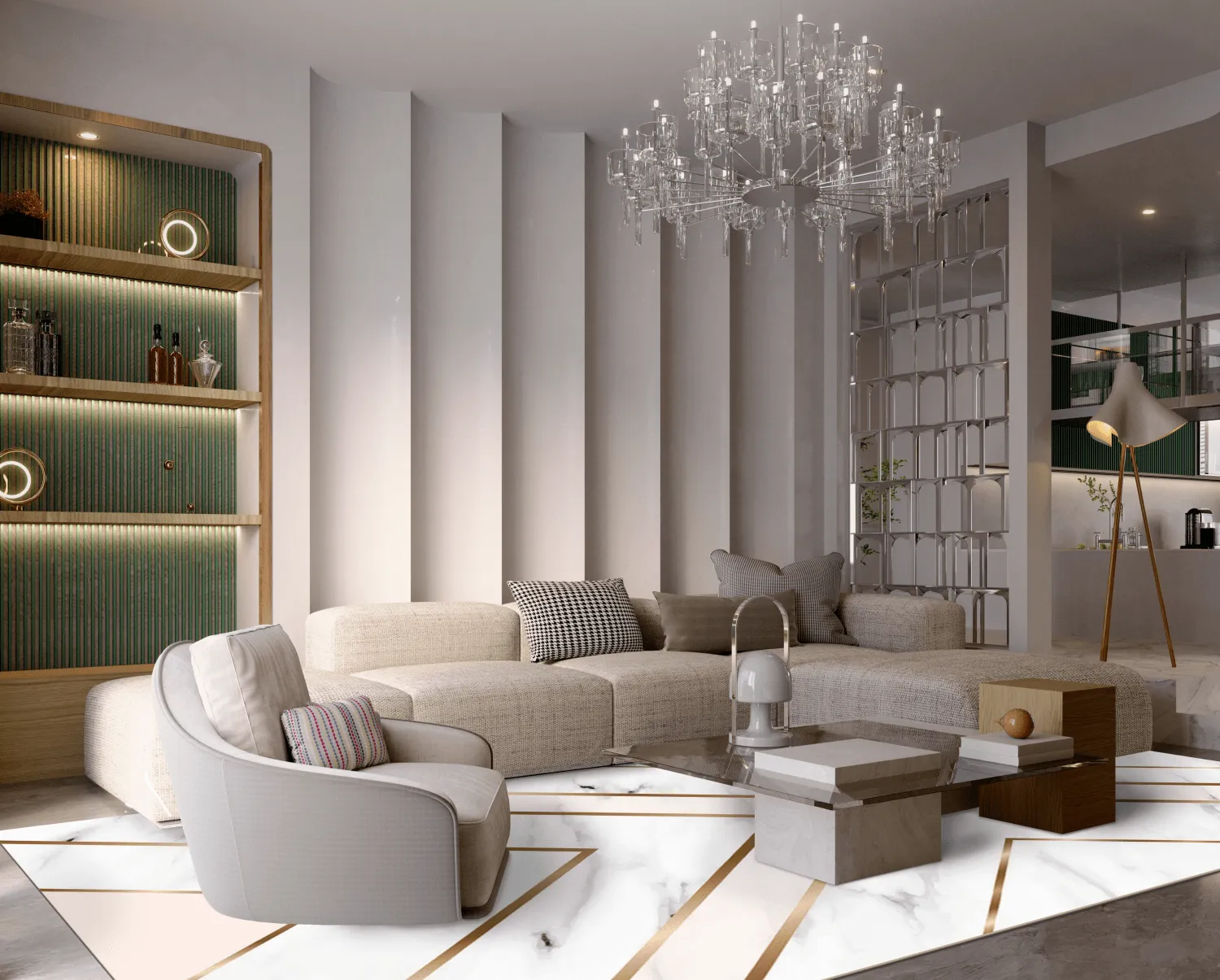 Wilton-tæppe - Nemea (hvid/lyserød/guld)