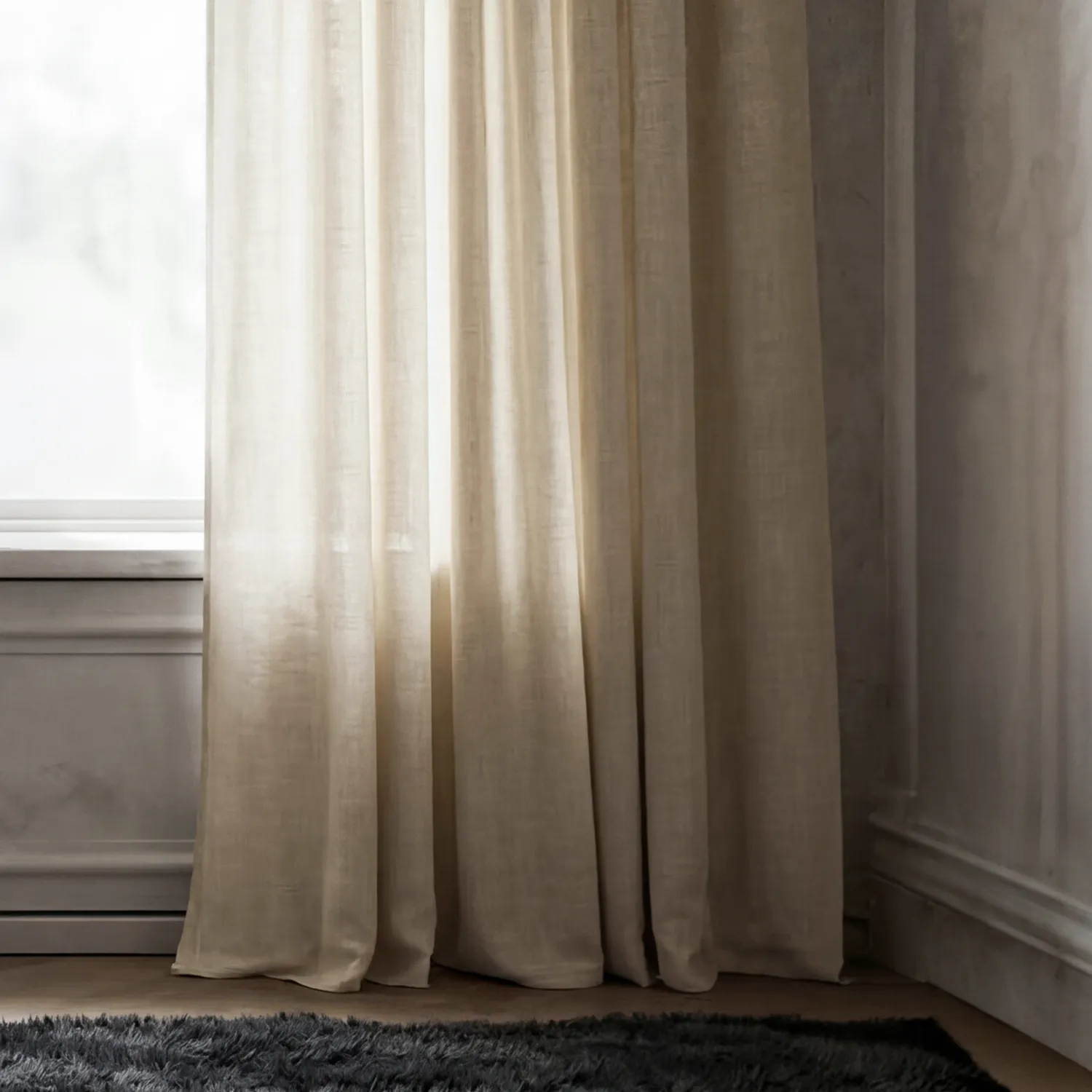 Gardiner 2-pak - Linnedgardin Noemi (beige)