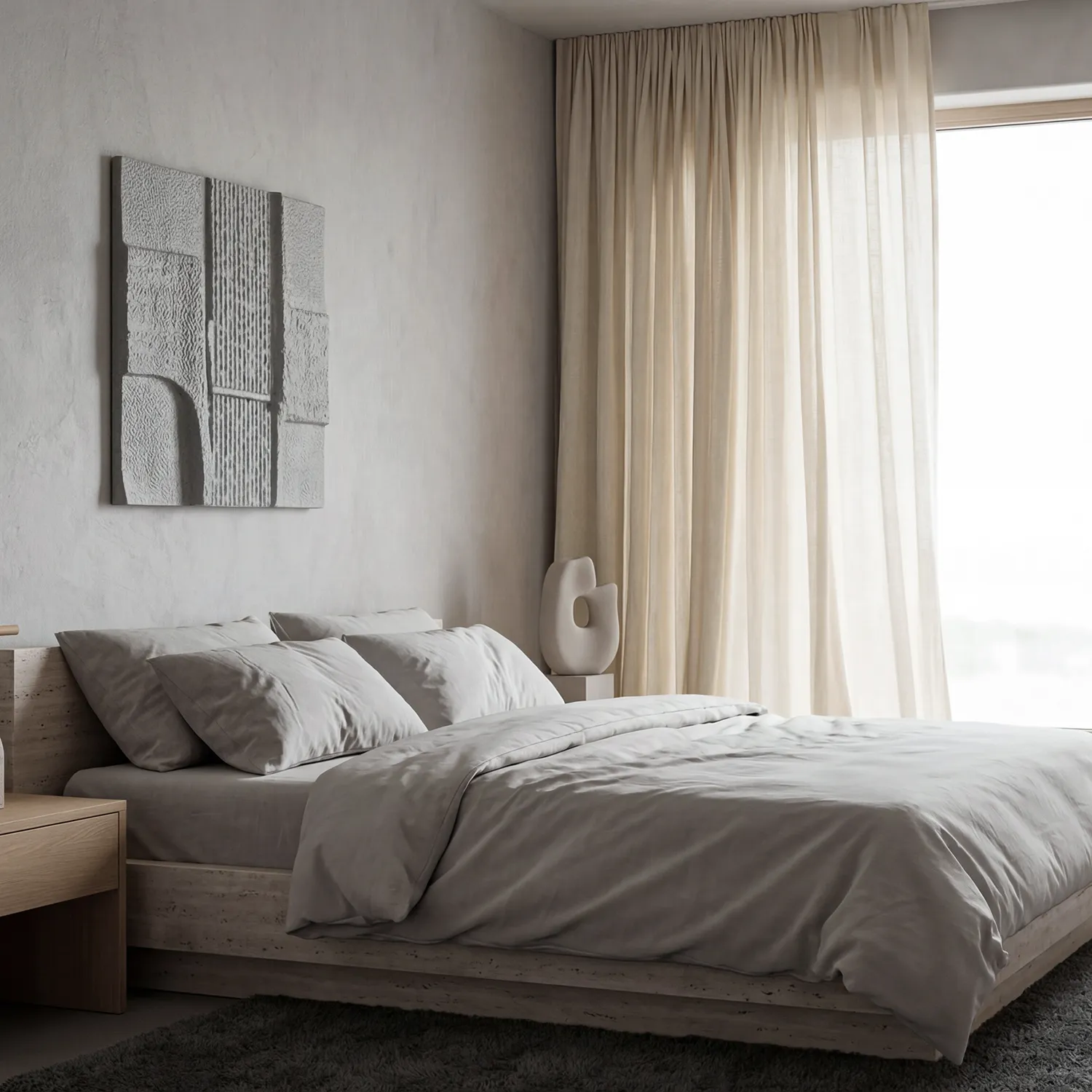 Gardiner 2-pak - Linnedgardin Noemi (beige)