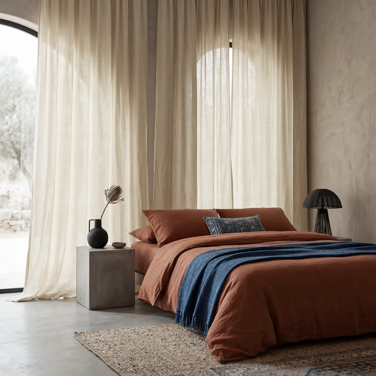 Gardiner 2-pak - Linnedgardin Noemi (beige)