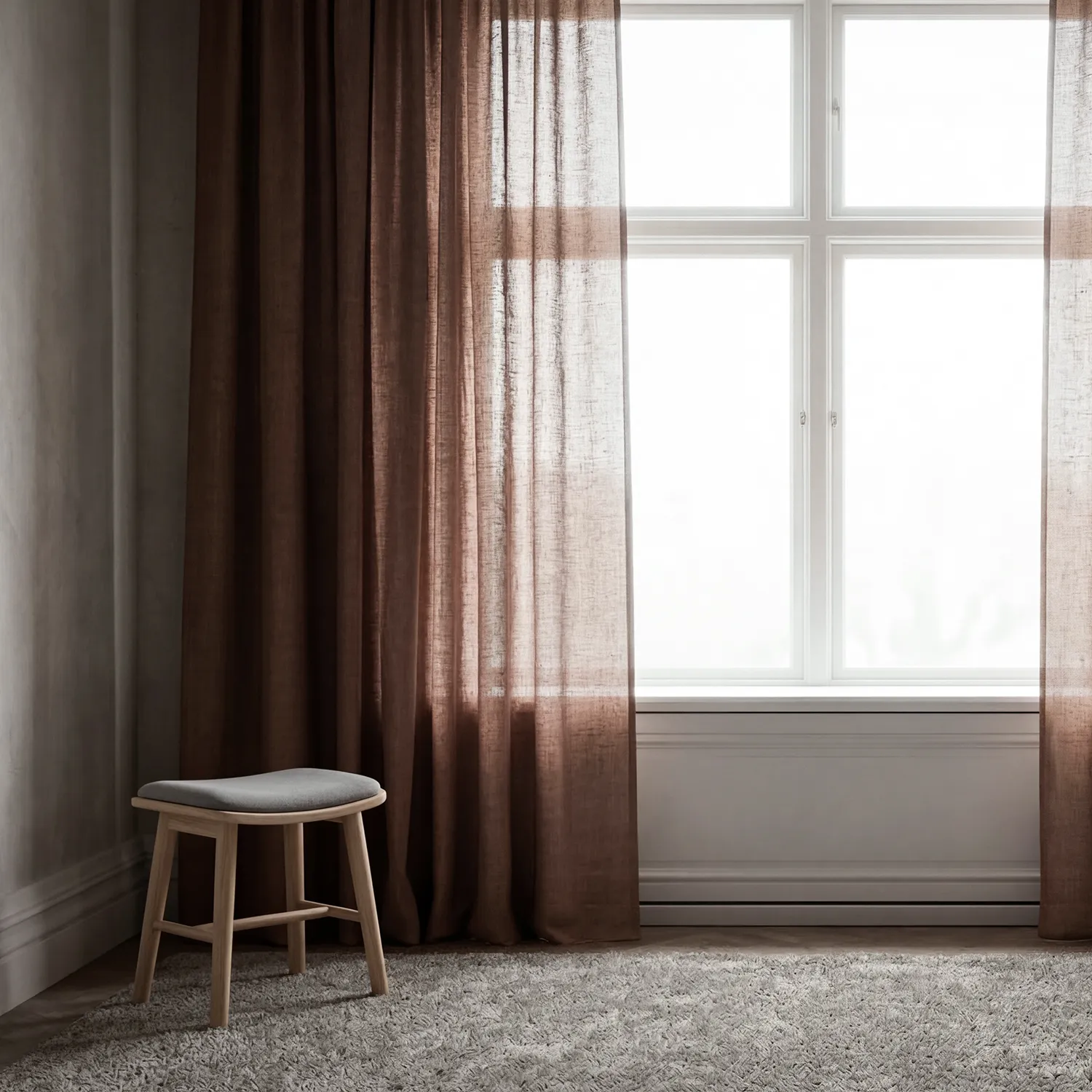 Gardiner 2-pak - Linnedgardin Noemi (mørkebrun)