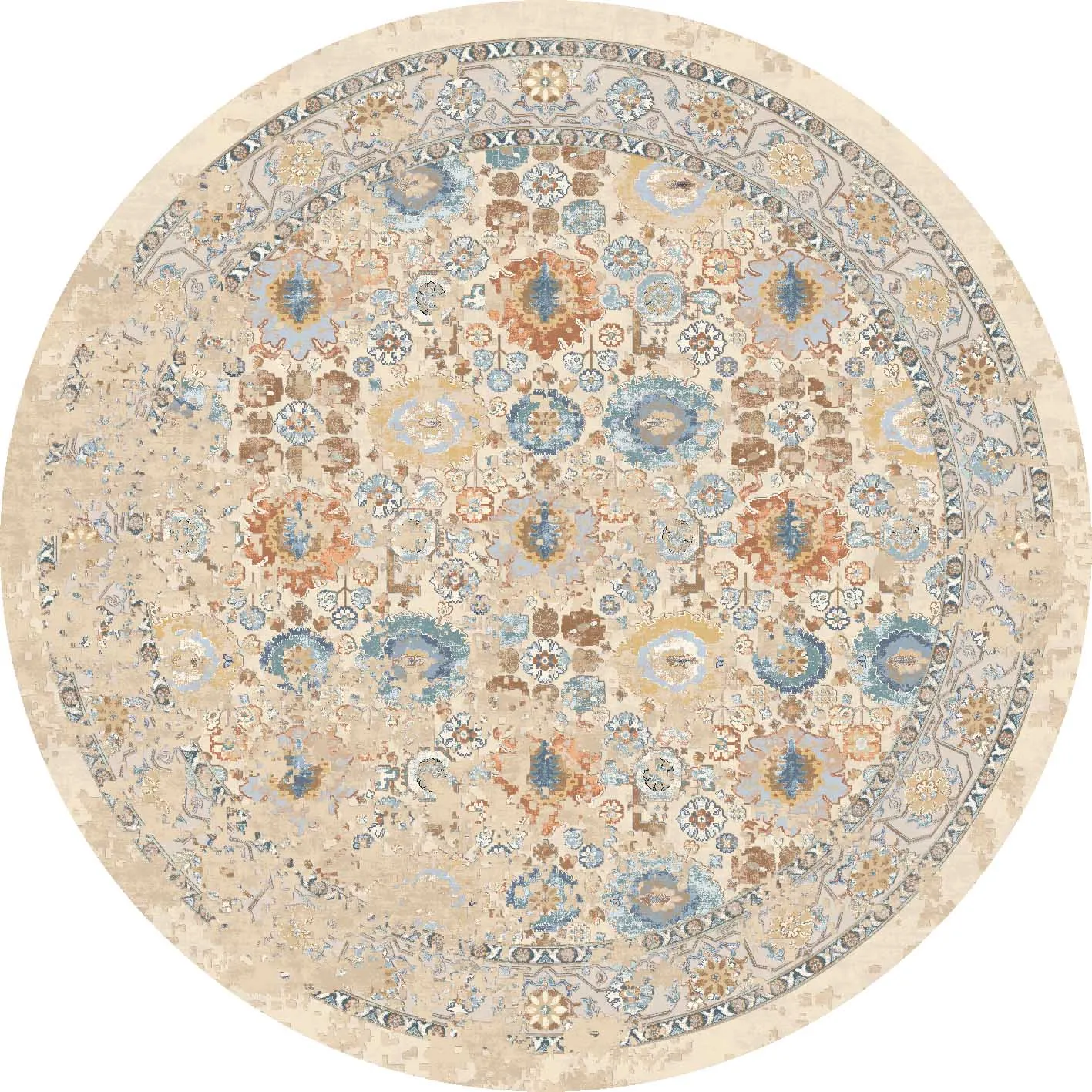 Runde tæpper - Oakley (beige/blå)