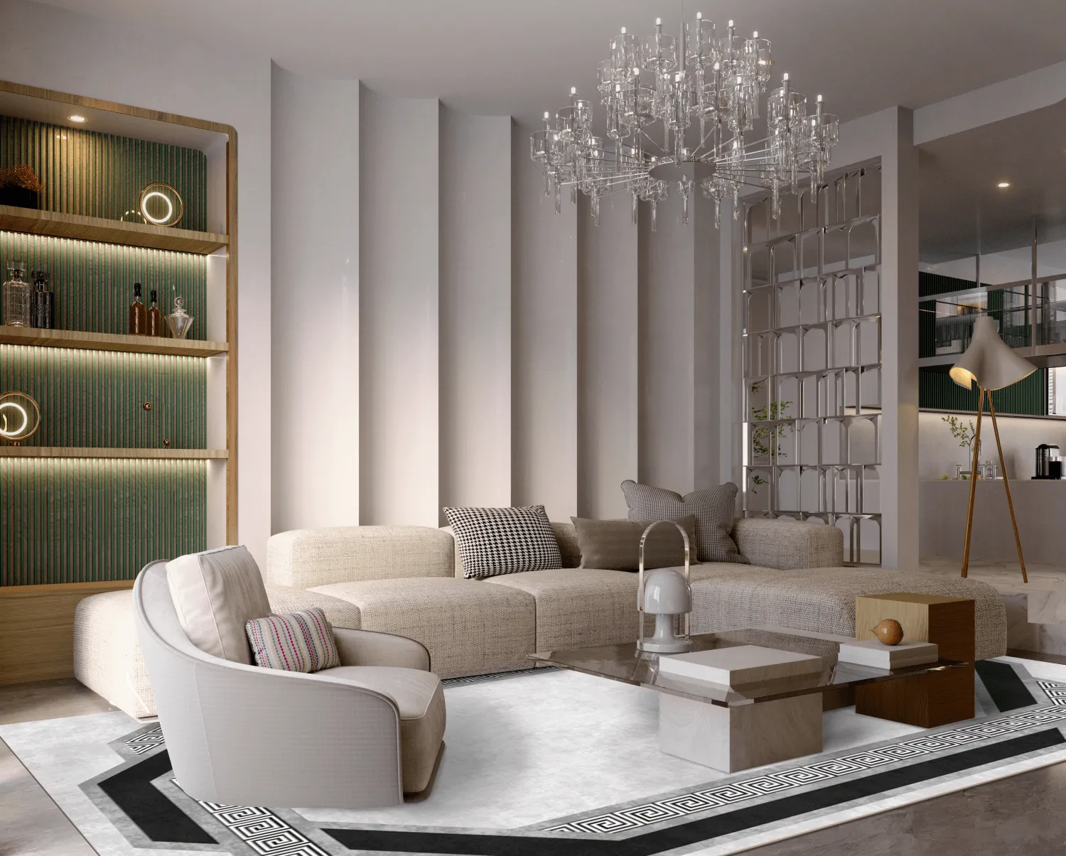 Wilton-tæppe - Olympia (sort/hvid)