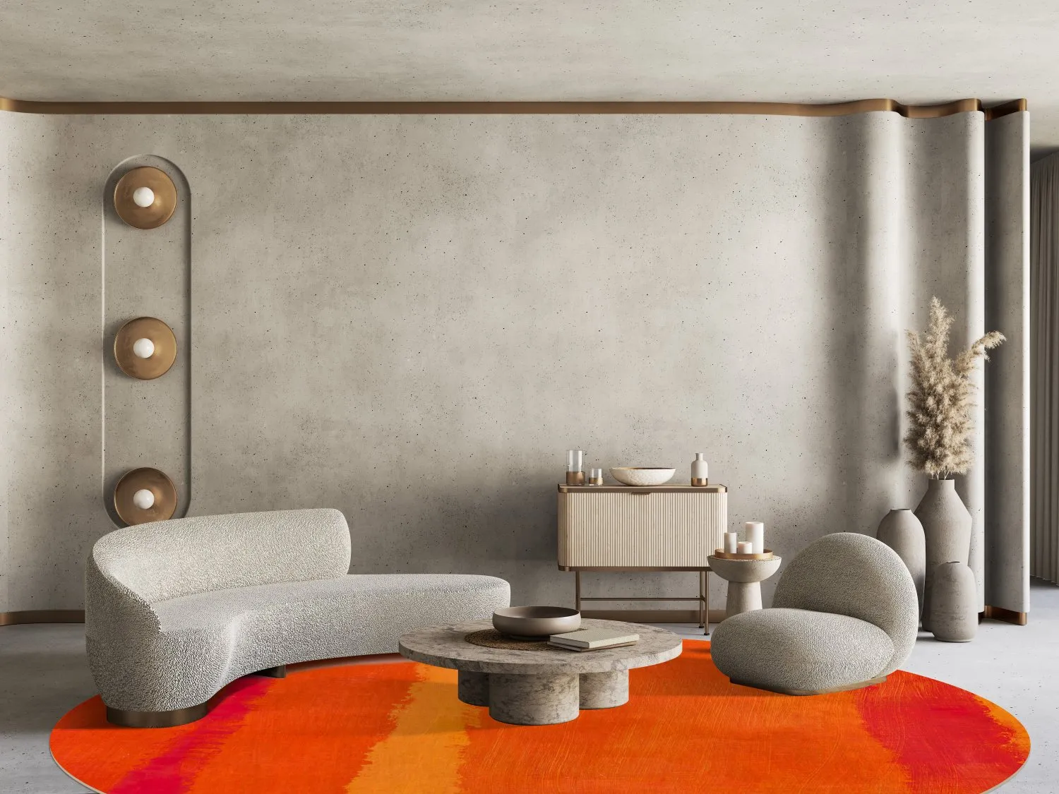 Rundt tæppe - Asti (orange)