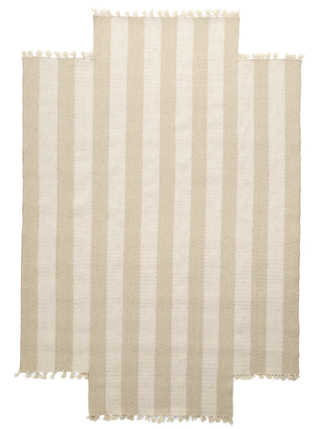 Uregelmæssigt uldtæppe - Kystaro (creme/beige)
