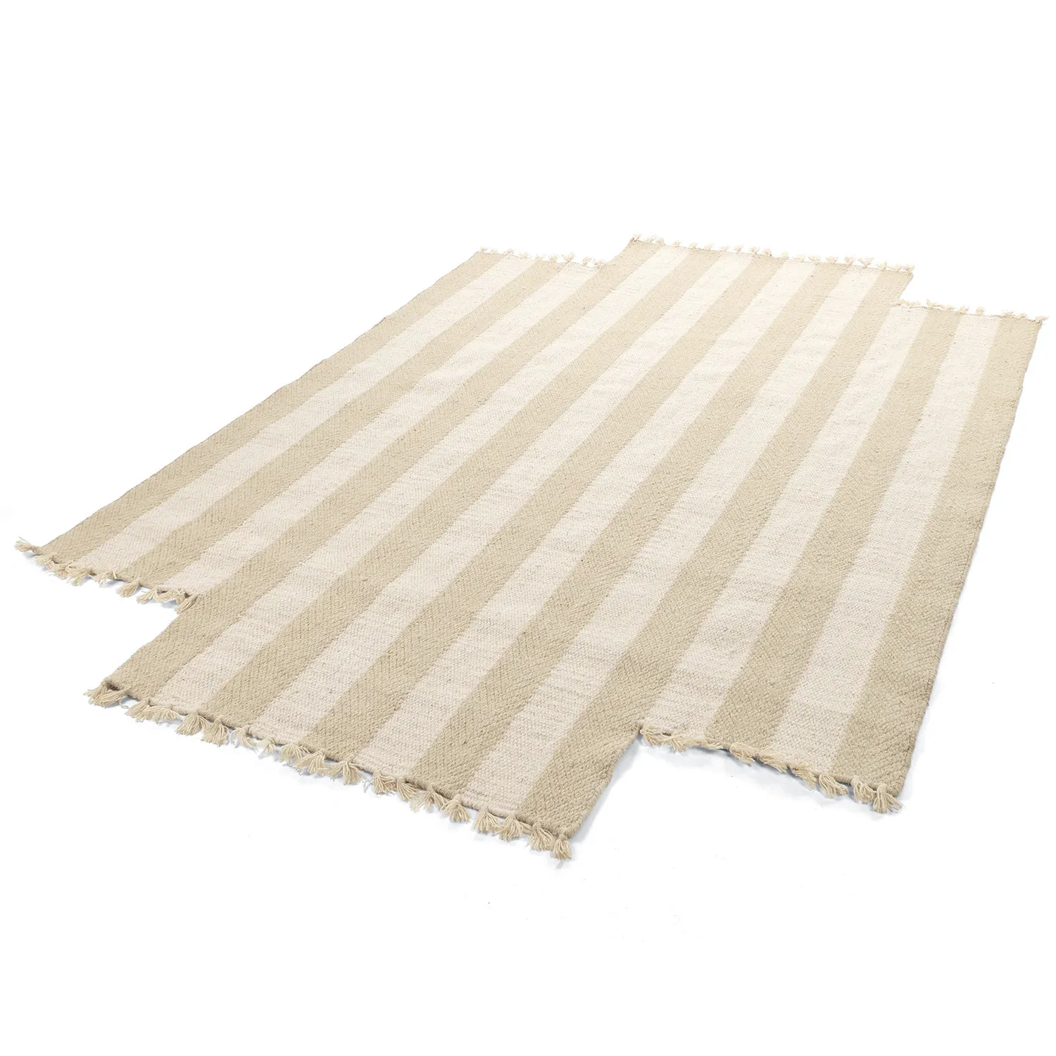 Uregelmæssigt uldtæppe - Kystaro (creme/beige)