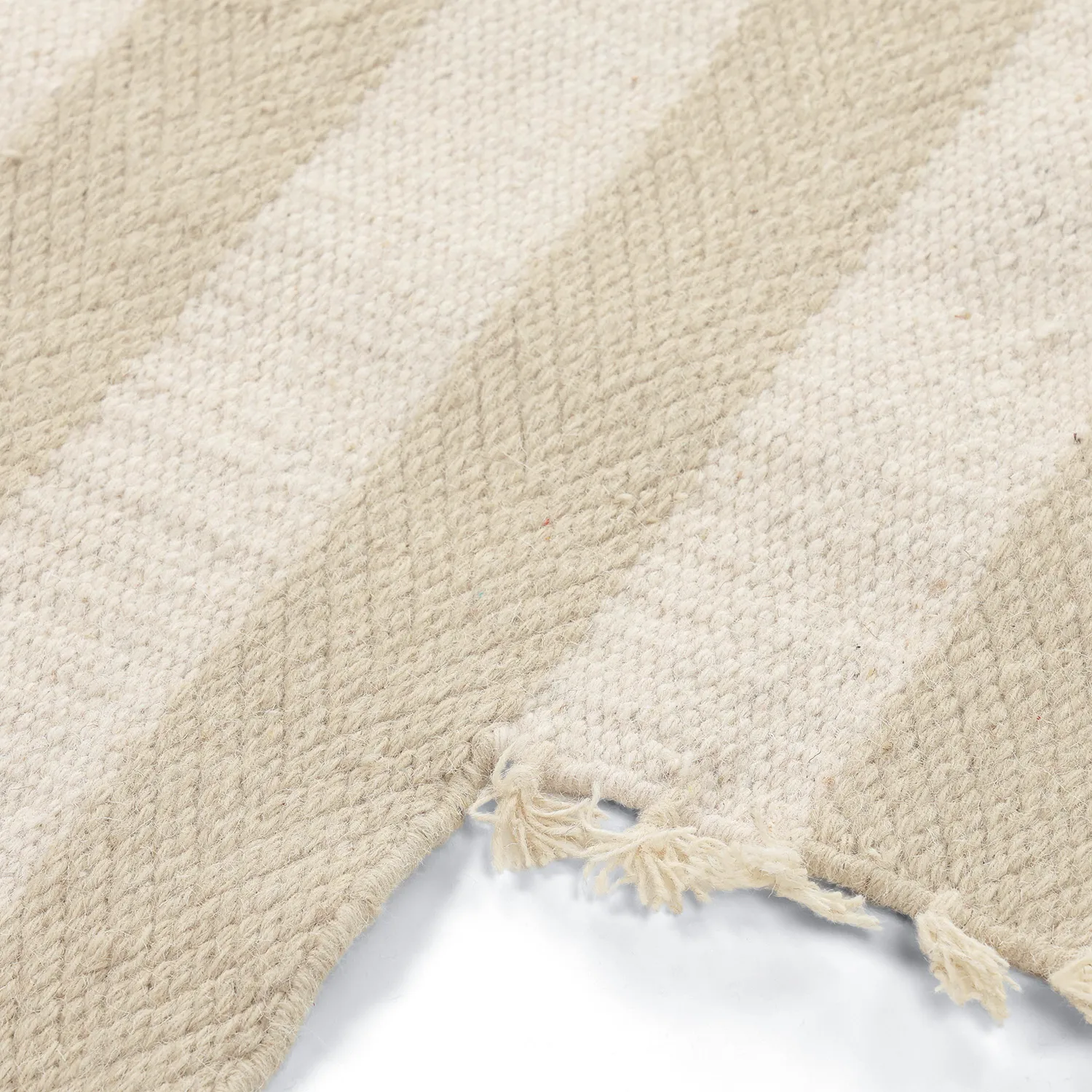 Uregelmæssigt uldtæppe - Kystaro (creme/beige)