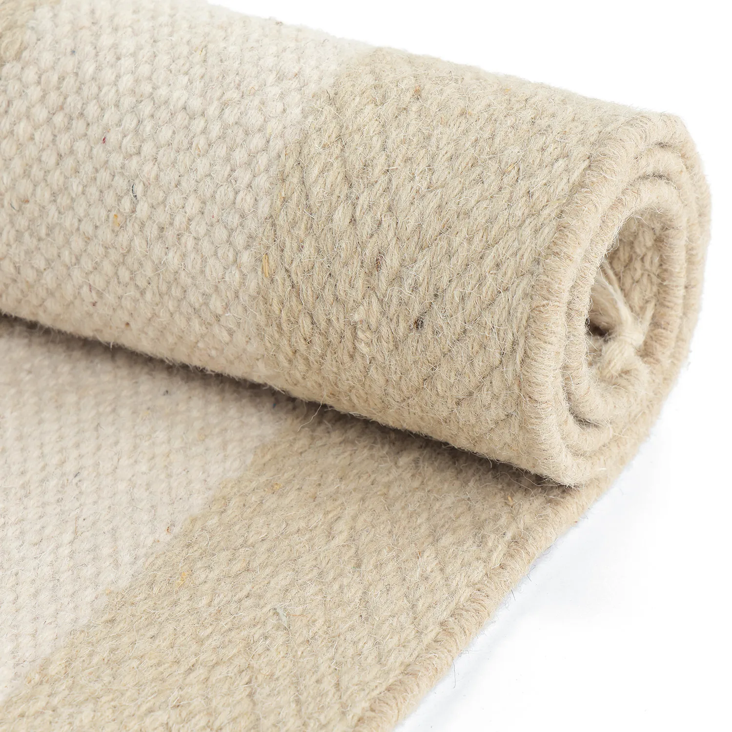 Uregelmæssigt uldtæppe - Kystaro (creme/beige)