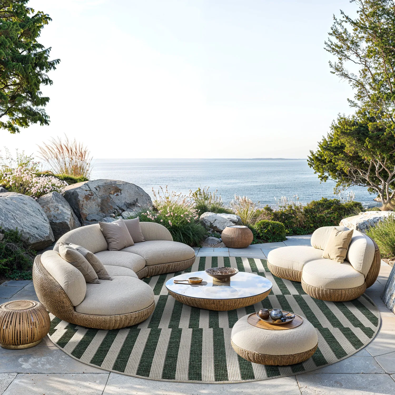 Rundt tæppe - Indoor/Outdoor Otto (grøn)