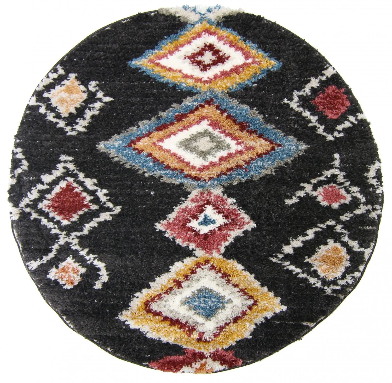 Runde tæpper - Macchia (sort/multi)