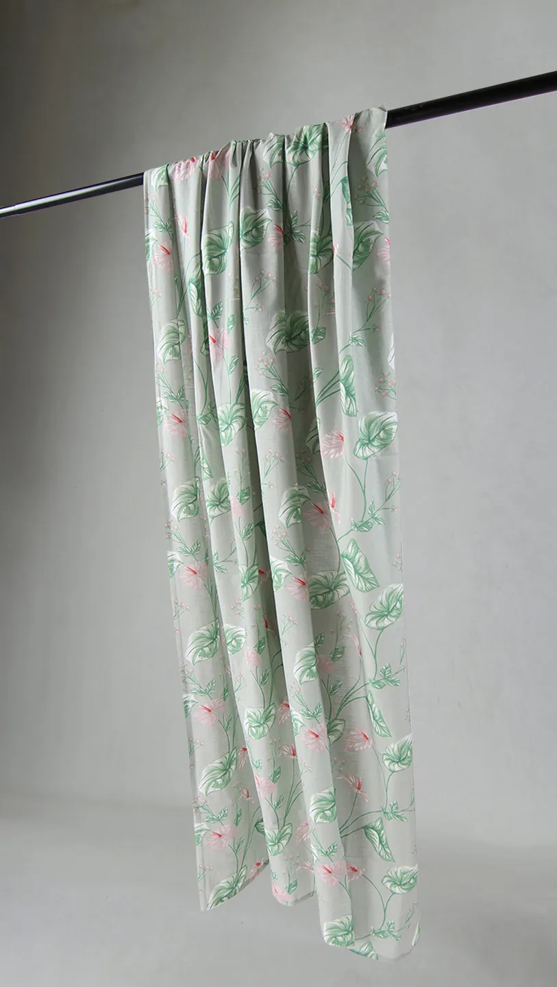 Gardiner - Bomuldsgardin Adella (grøn/lilla)