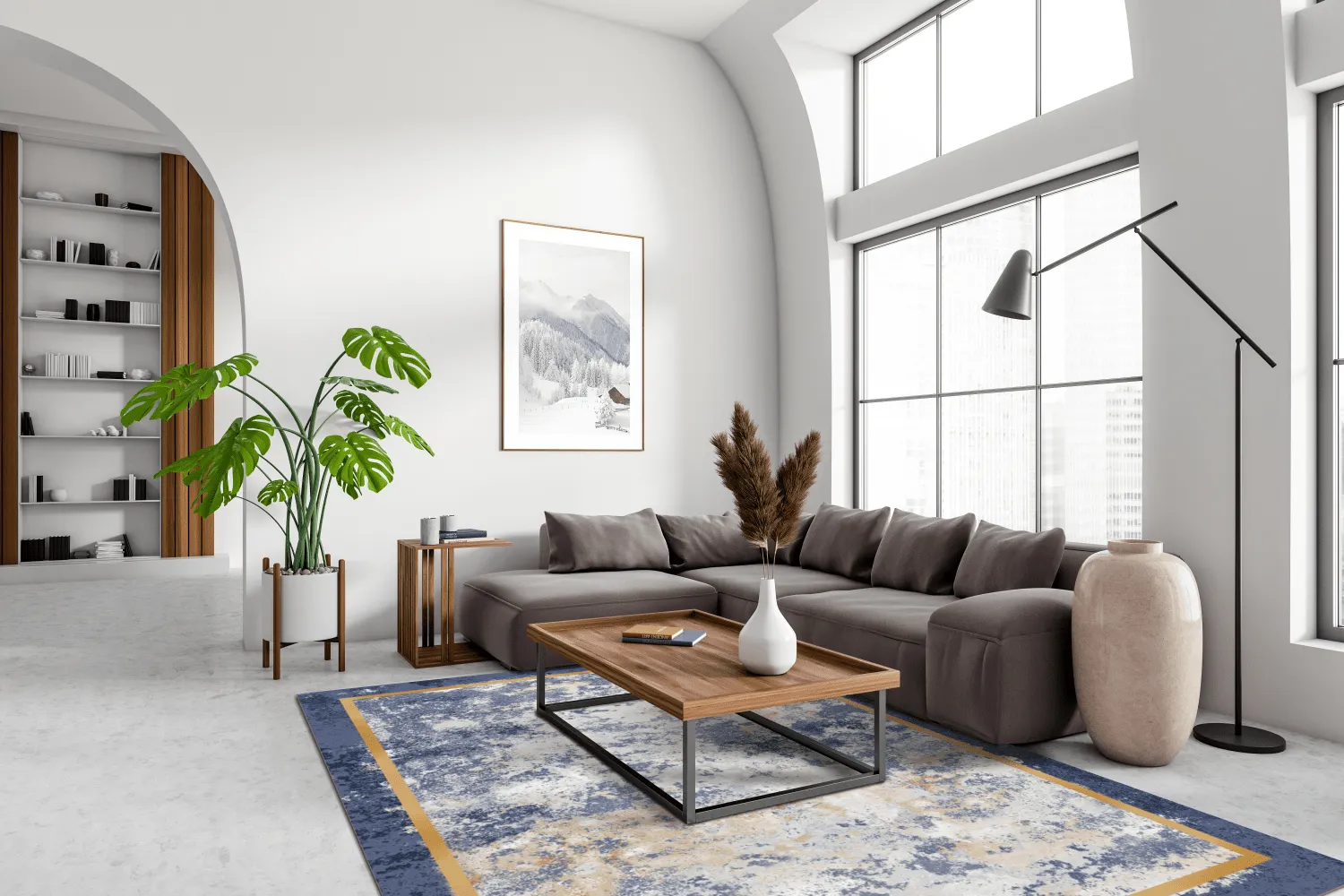 Wilton-tæppe - Peri (blå/multi)