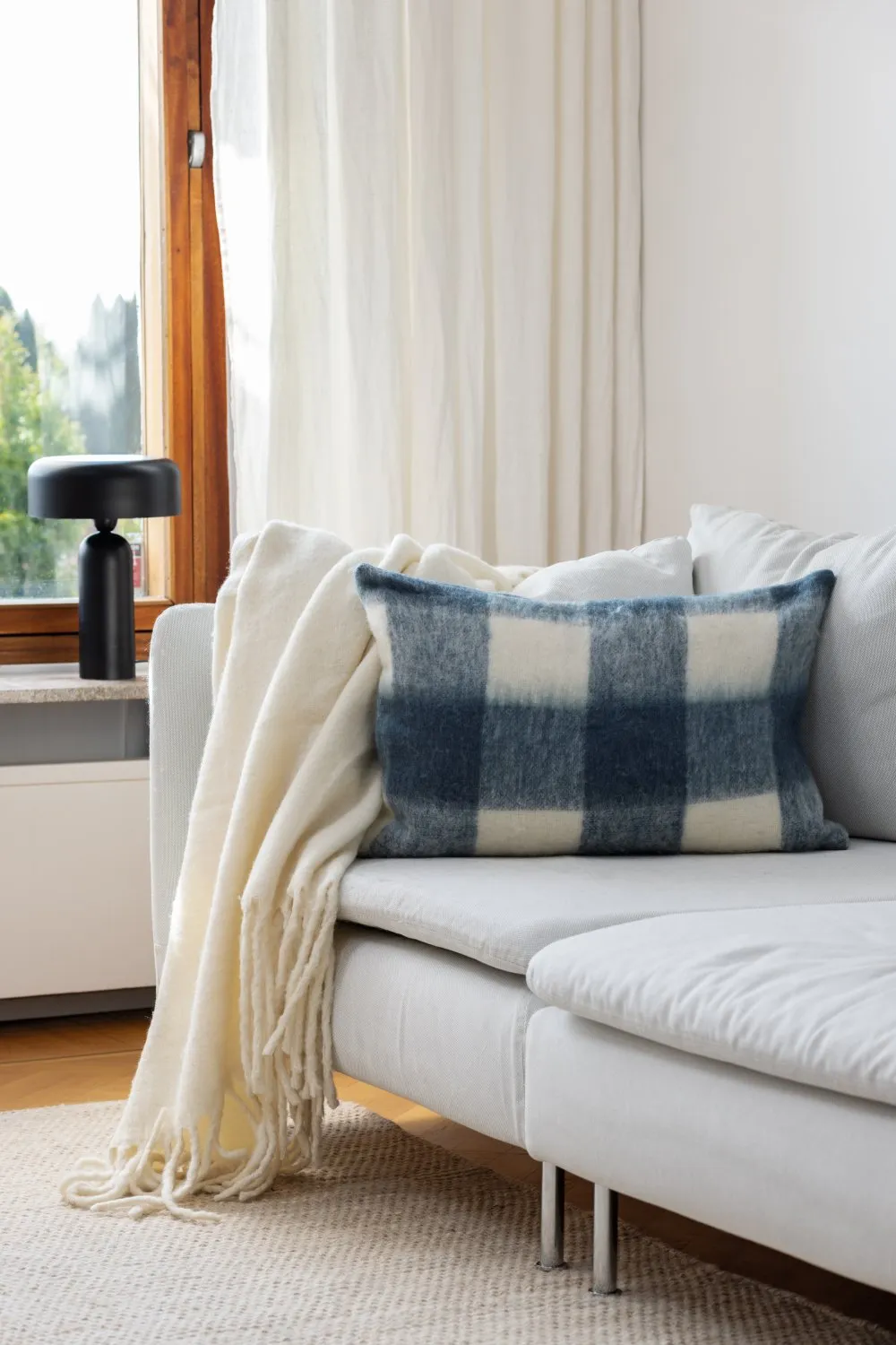 Pudebetræk i uldblanding - Phoebe (blå)