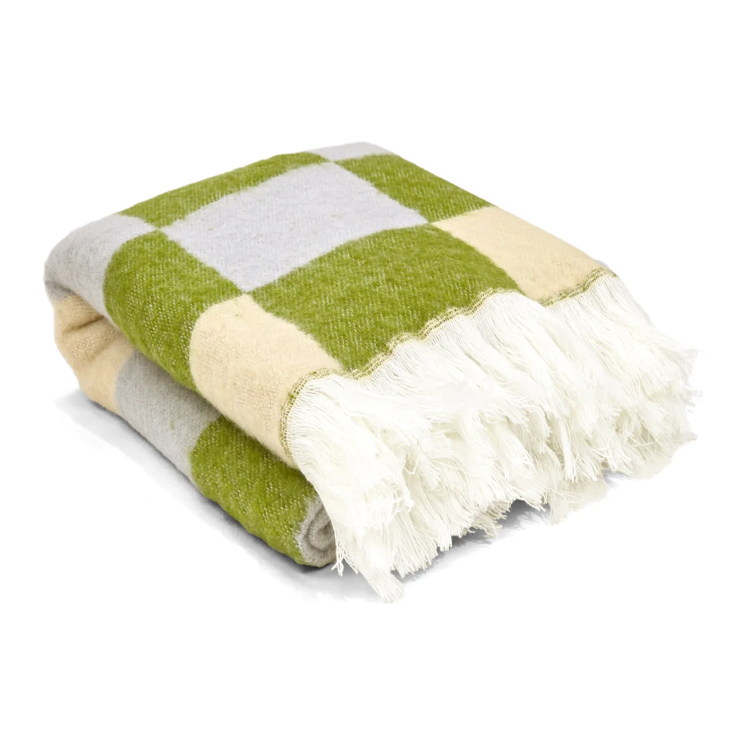 Tæpper - Uldmixplaid - Audrey Check (beige/grøn/lilla)