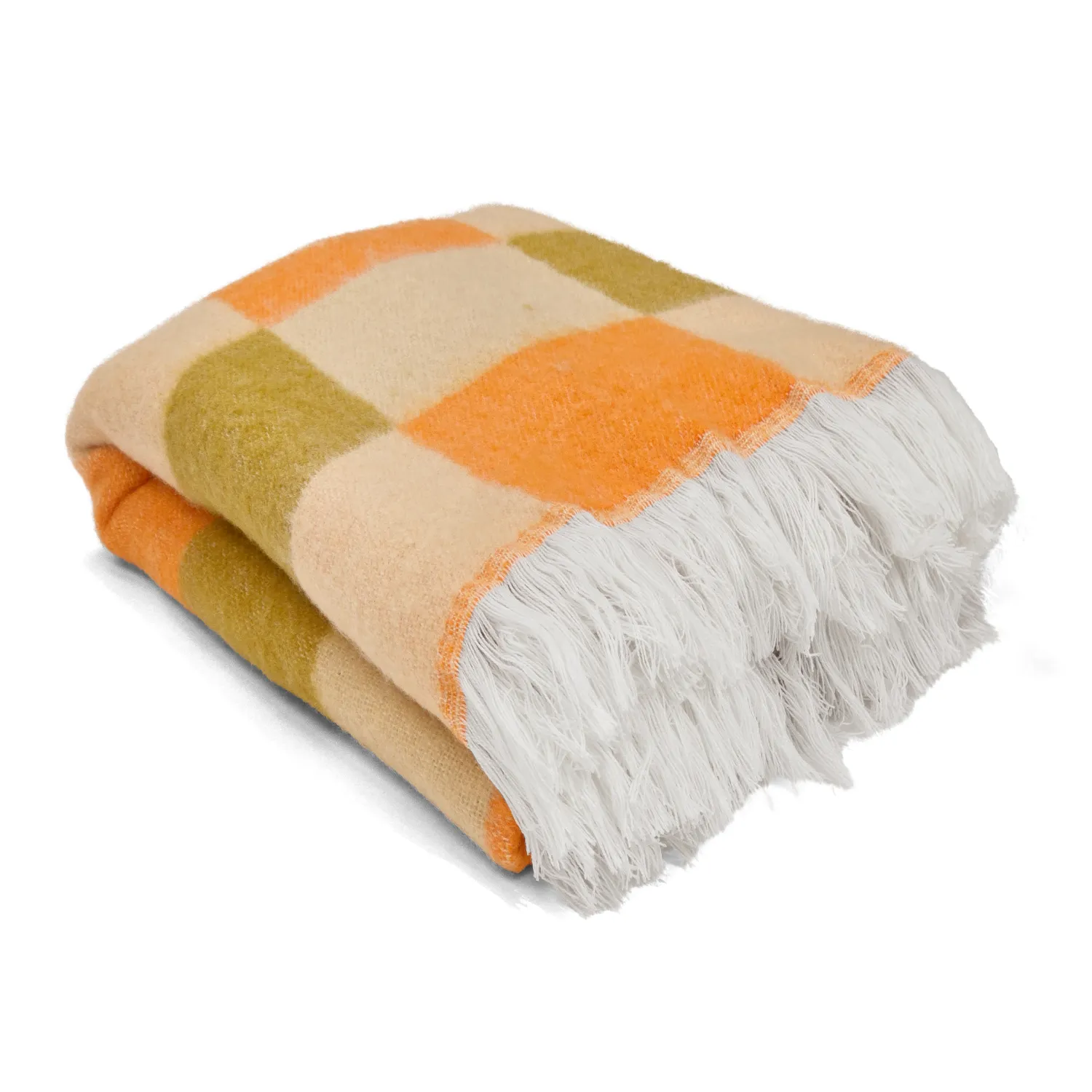 Tæpper - Uldmixplaid - Audrey Check (beige/gul/orange)