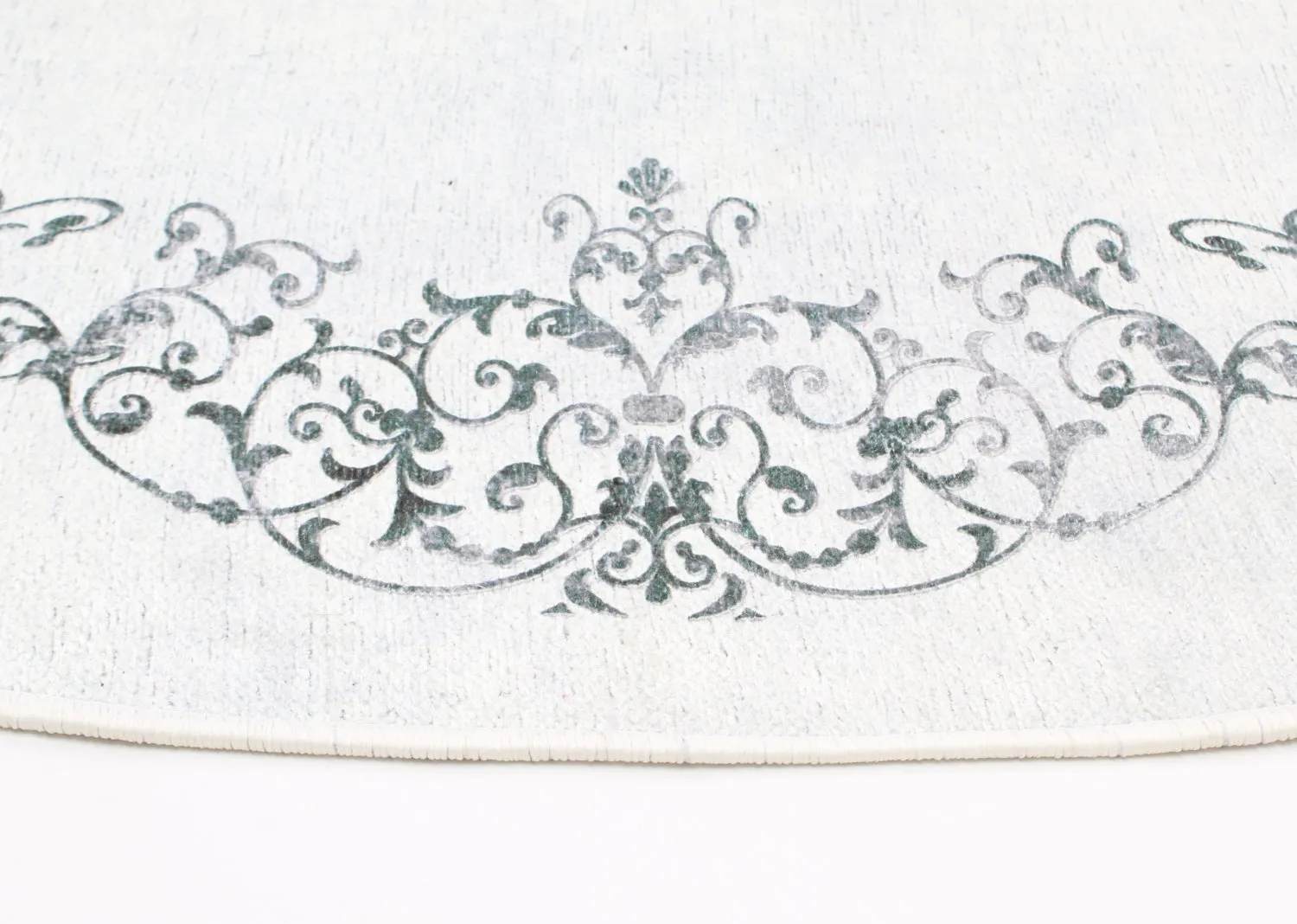 Rundt tæppe - Santi (hvid/sort)