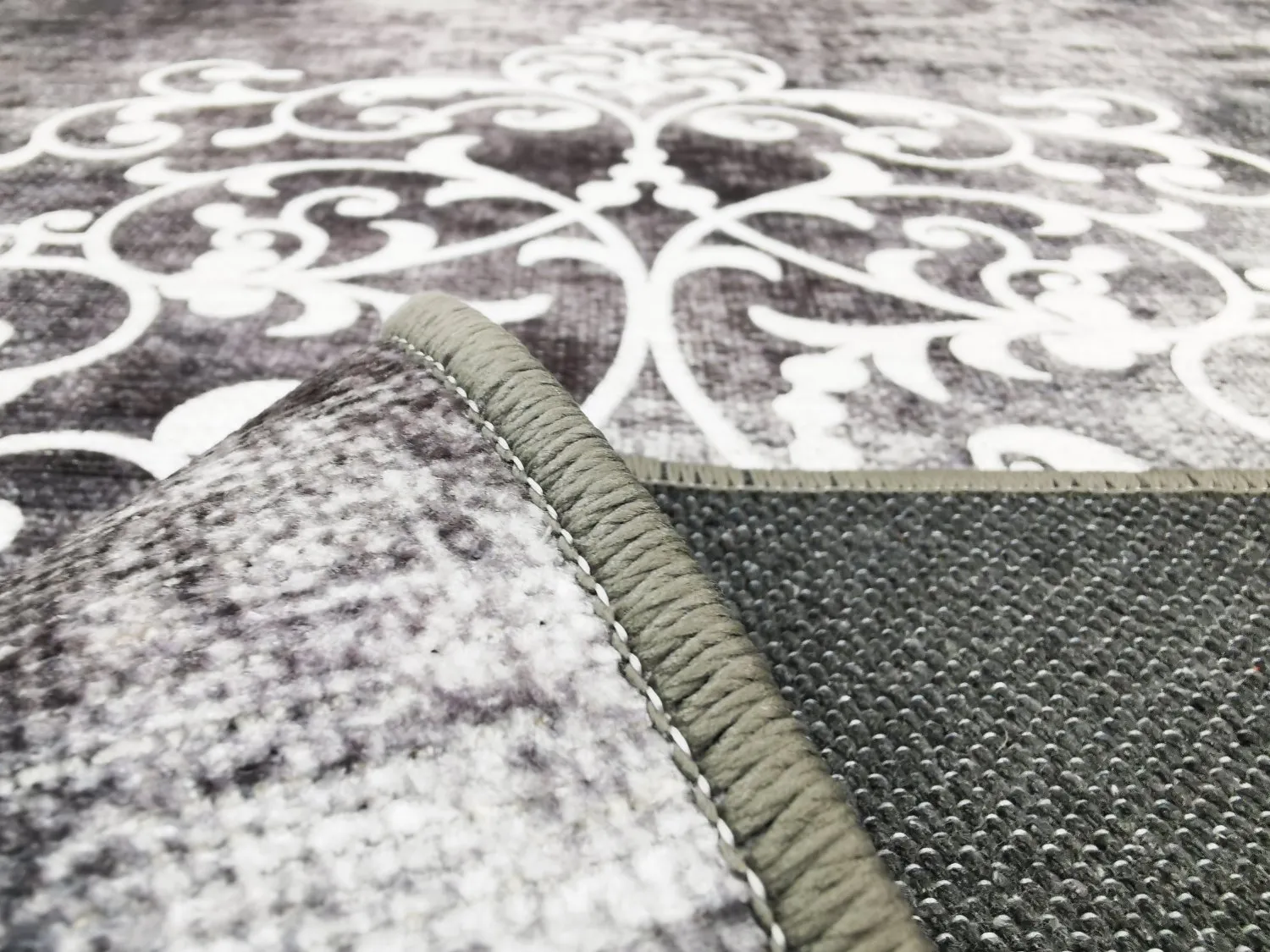 Wilton-tæppe - Santi (mørkgrå/hvid)