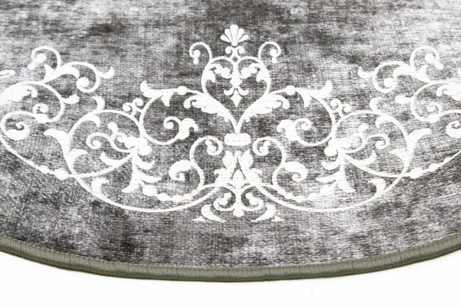 Rundt tæppe - Santi (mørkgrå/hvid)