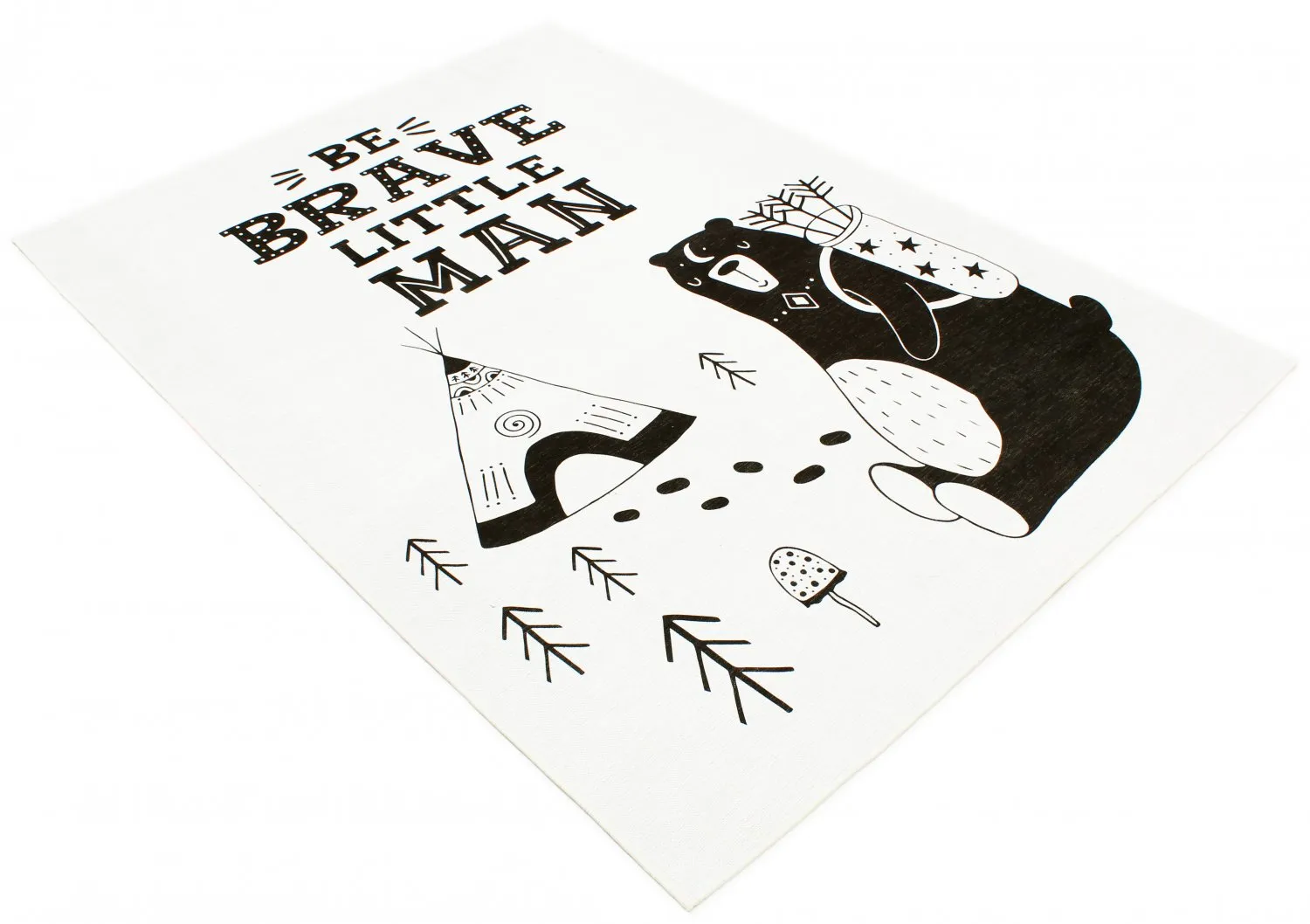 Børnetæppe - Camping Bear (hvid)