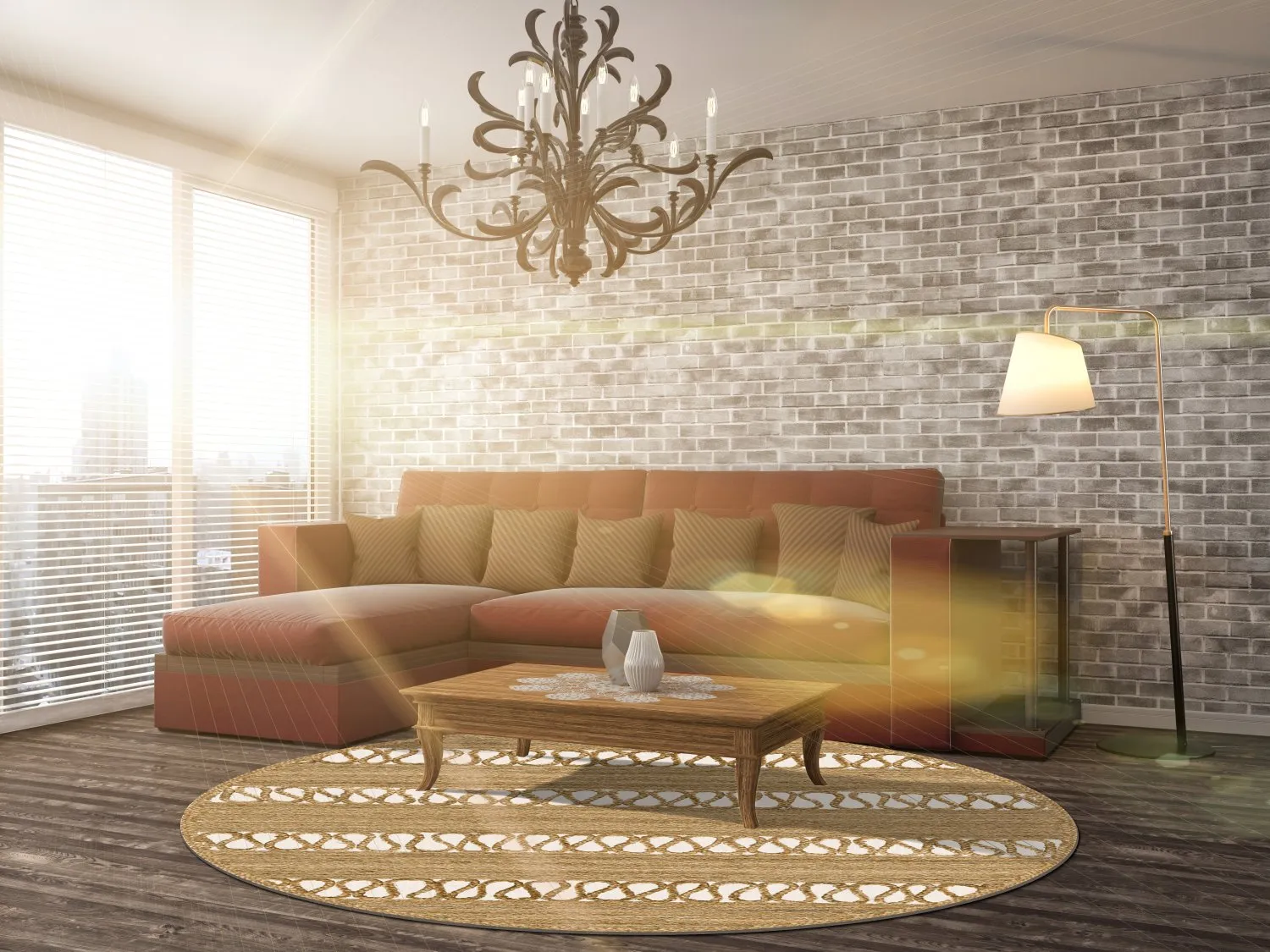 Rundt tæppe - Levie (beige)