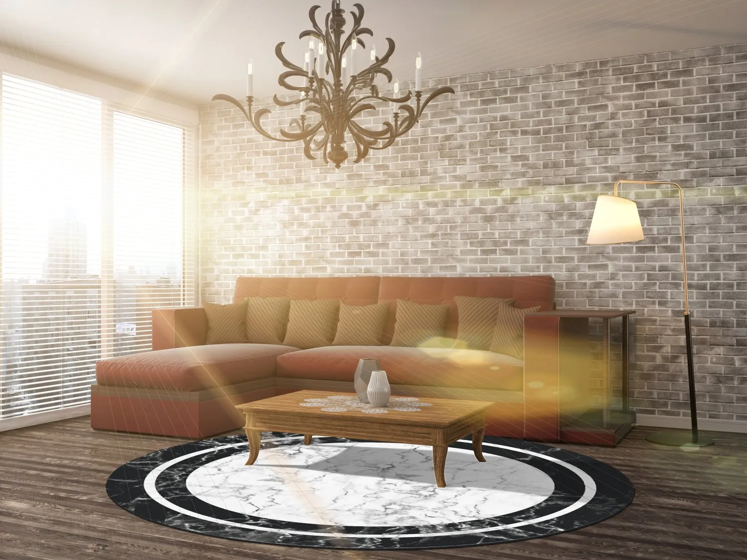 Rundt tæppe - Amaliada (sort/hvid)