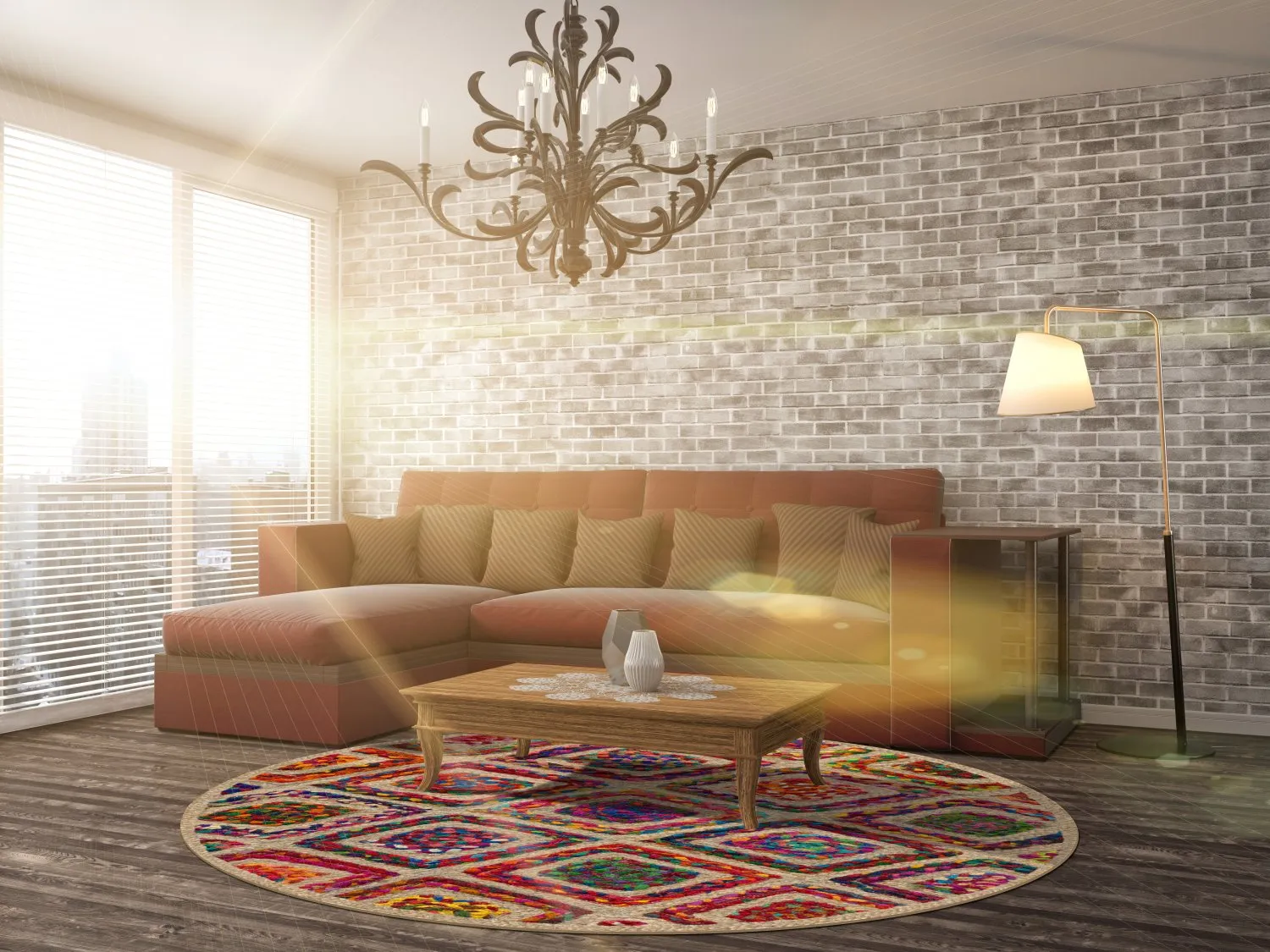 Rundt tæppe - Arosa (multi)