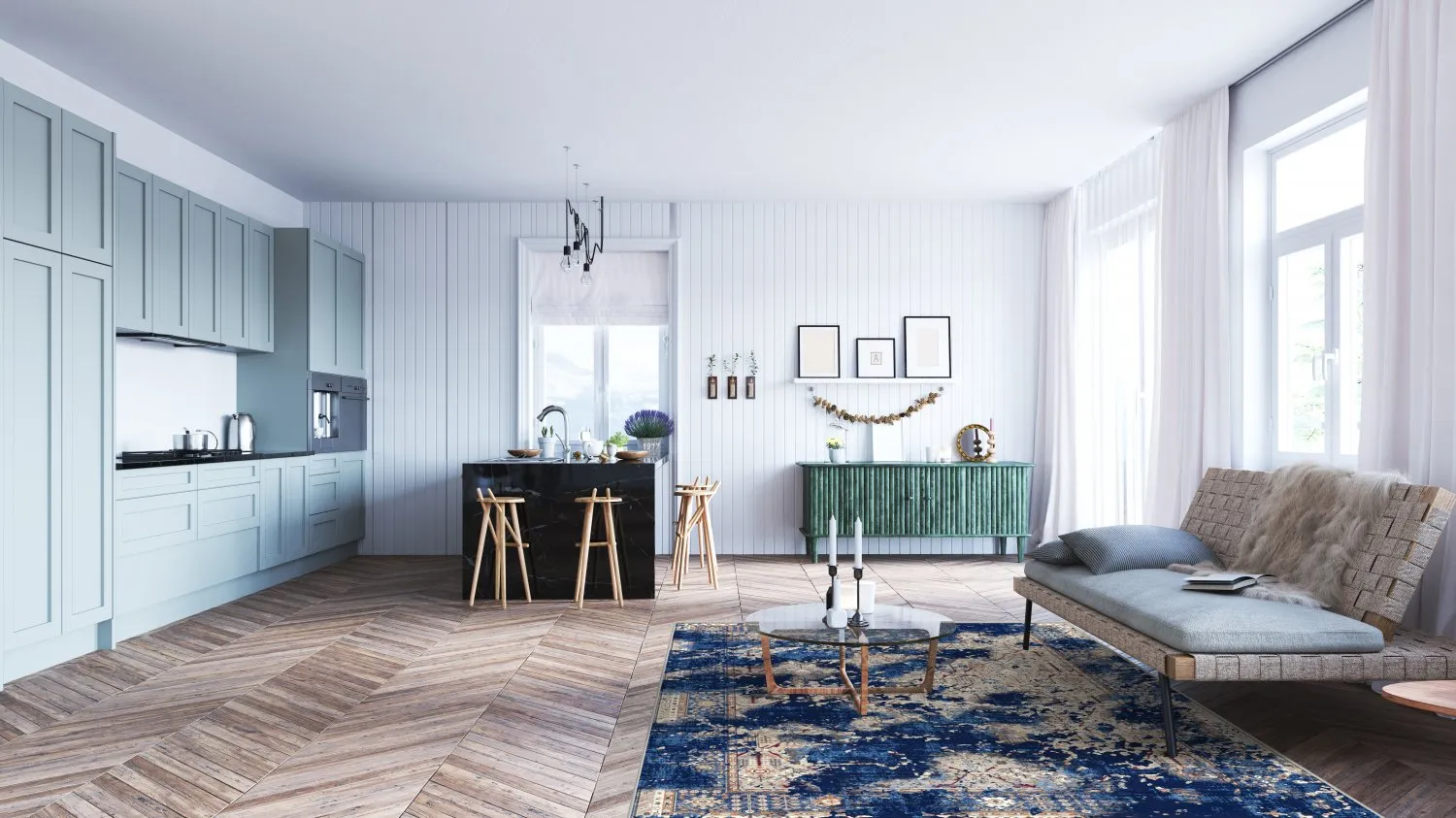 Wilton-tæppe - Temima (blå)