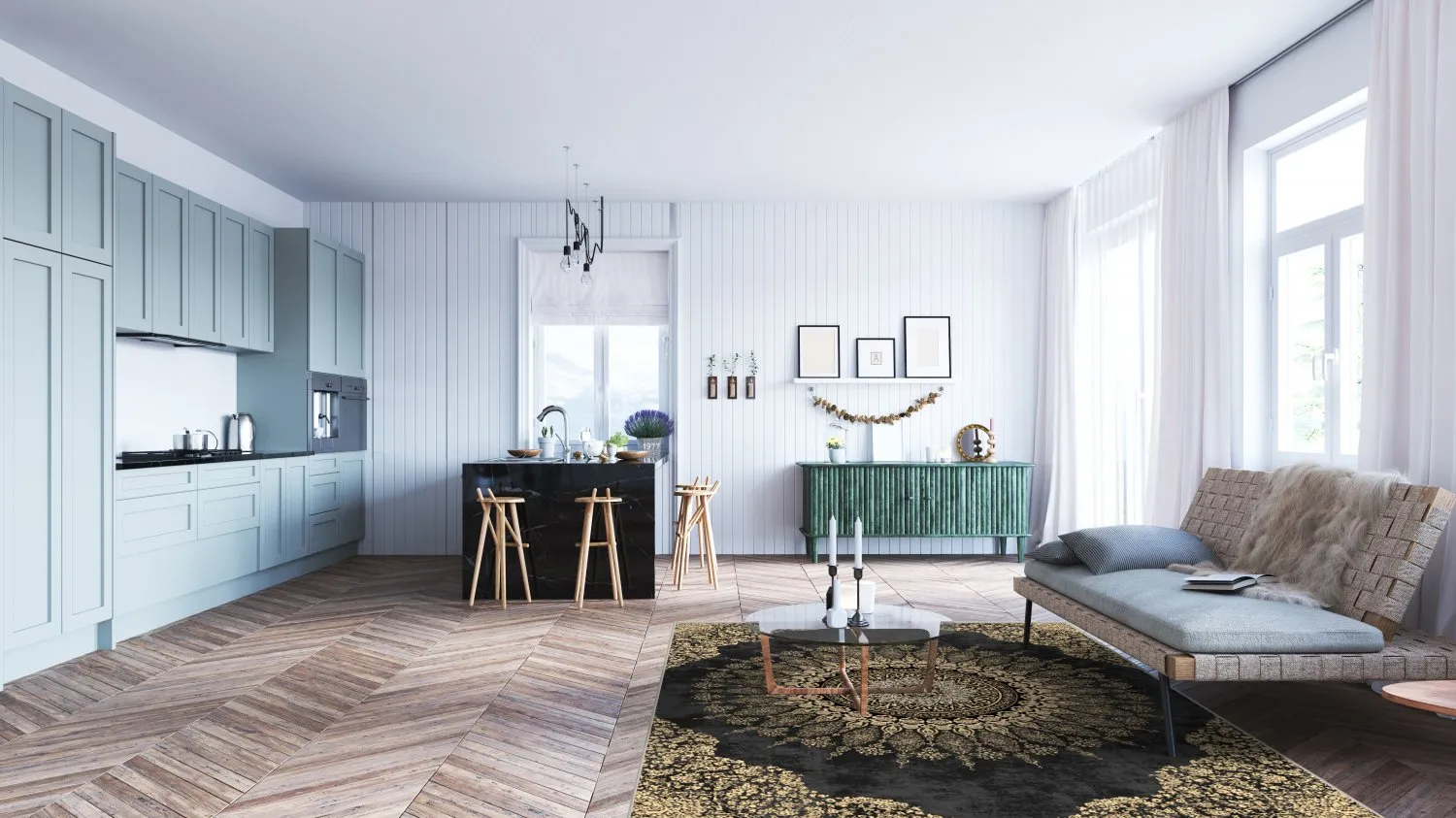 Wilton-tæppe - Sandrigo (sort/guld)