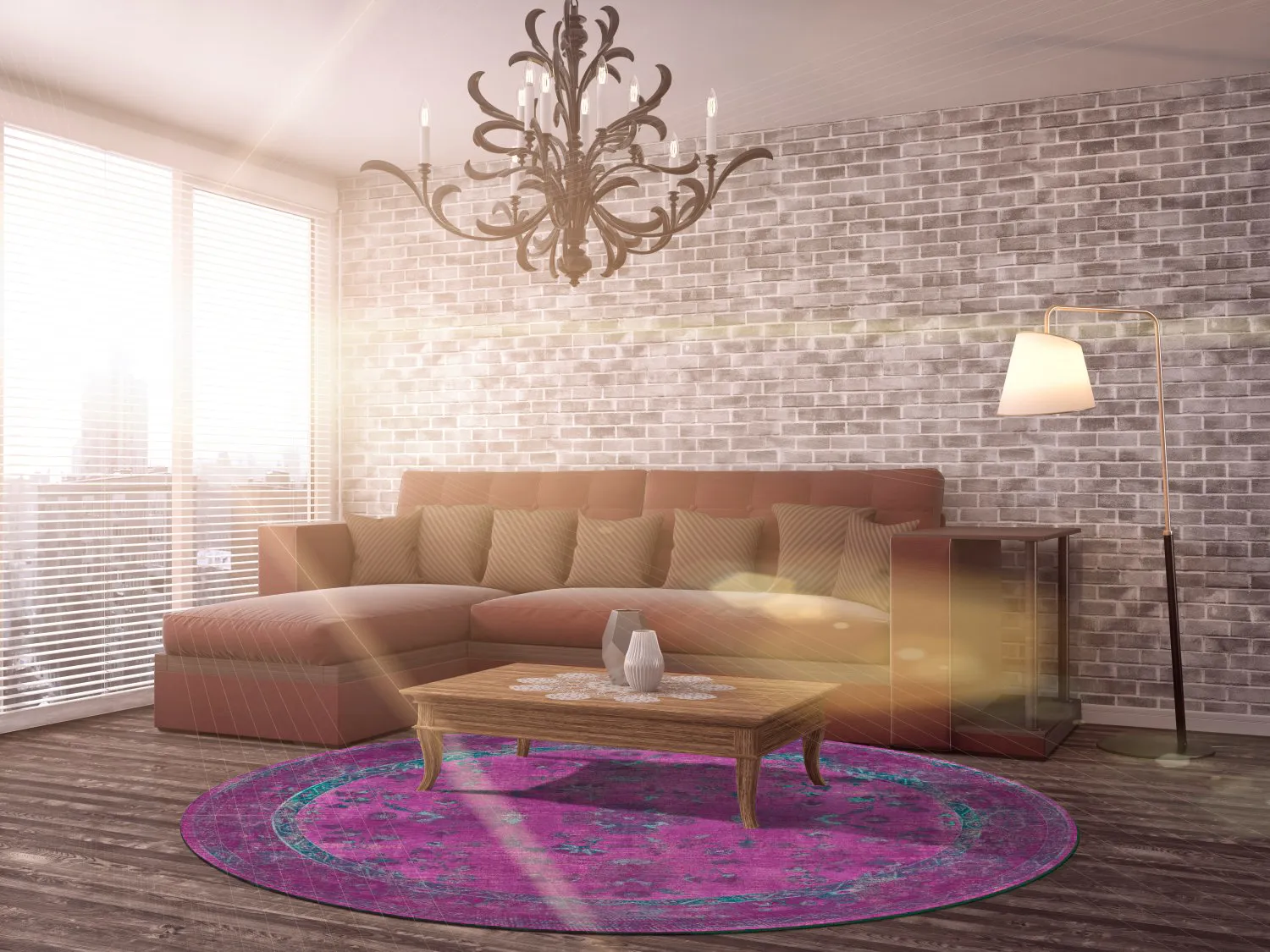 Rundt tæppe - Gombalia (lilla)