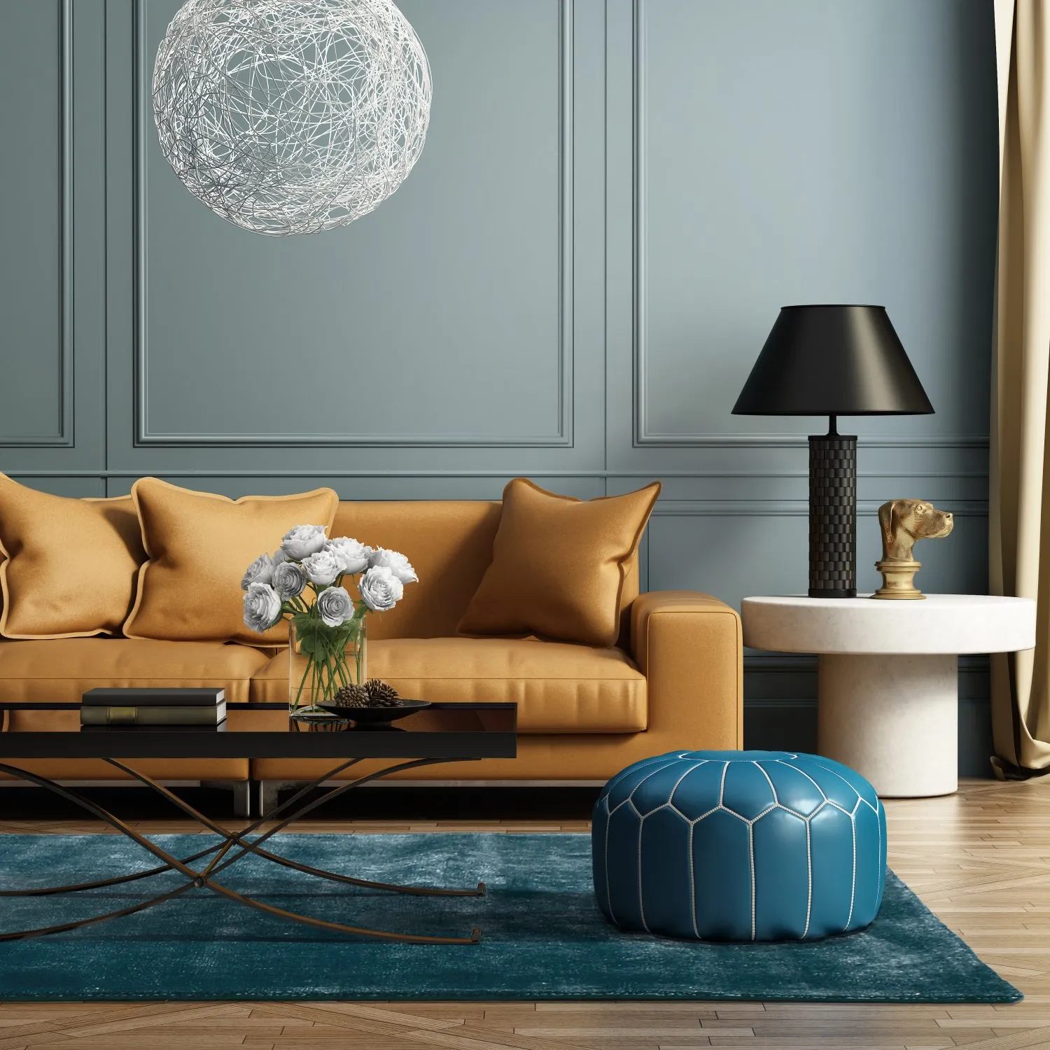 Recycled PET with viscose look (stålblå)