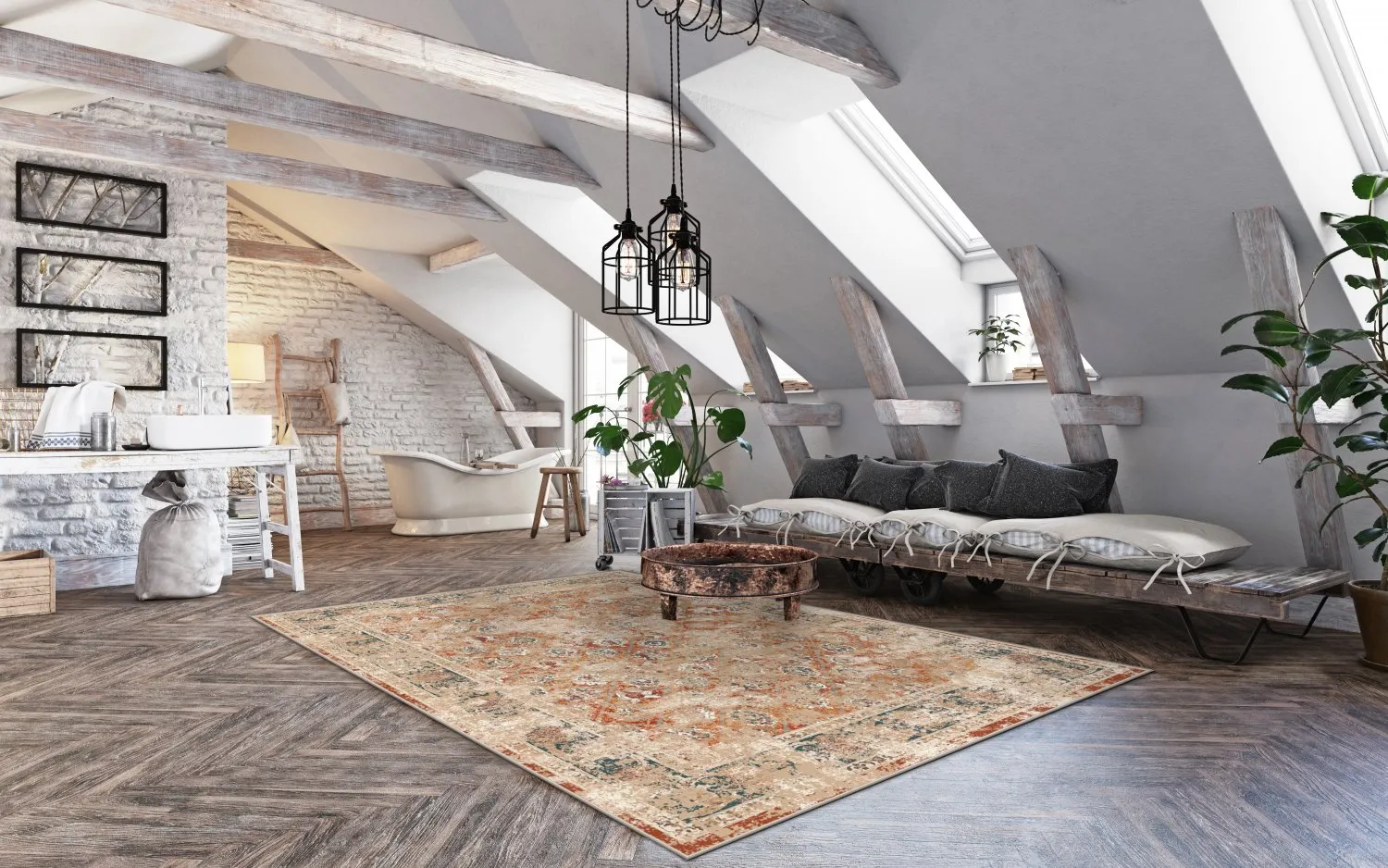 Wilton-tæppe - Douz (rød/multi)