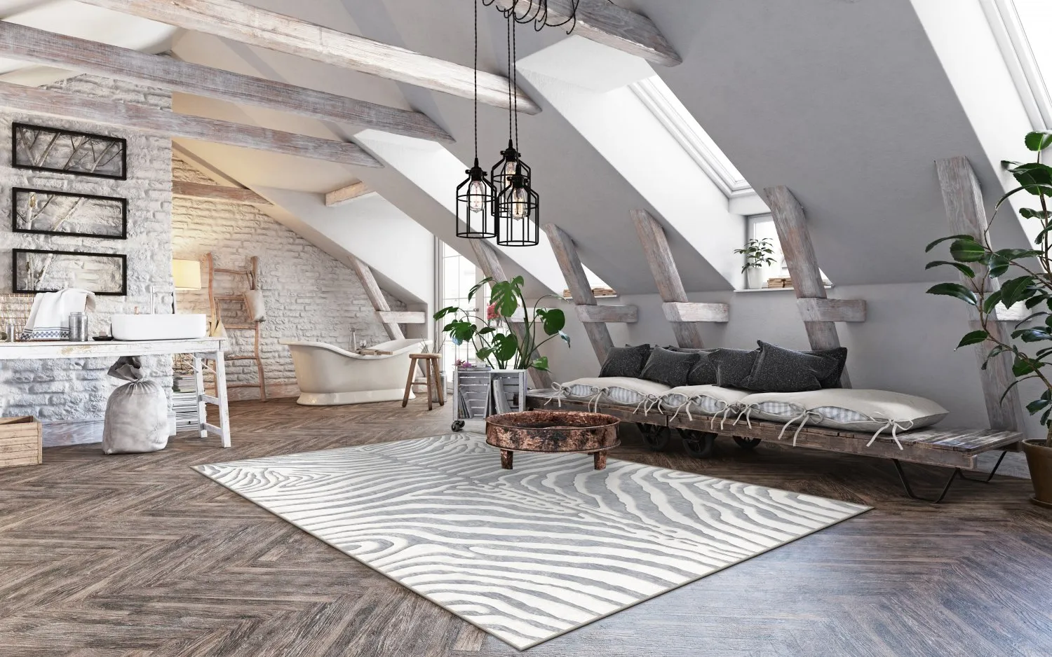 Wilton-tæppe - Zebra (grå/hvid)