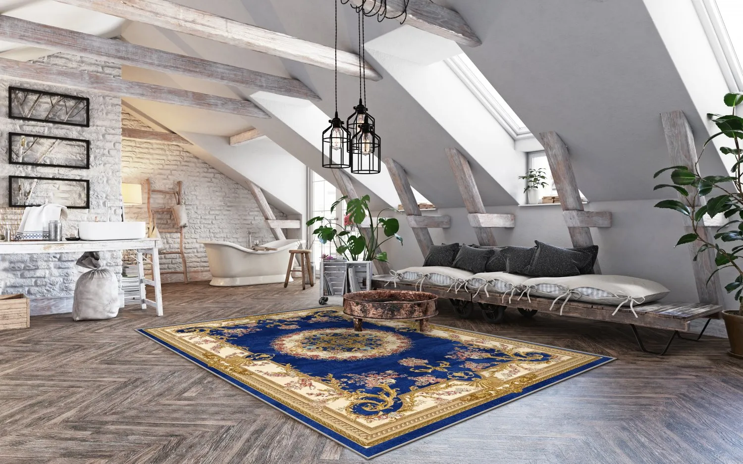 Wilton-tæppe - Marand (blå)