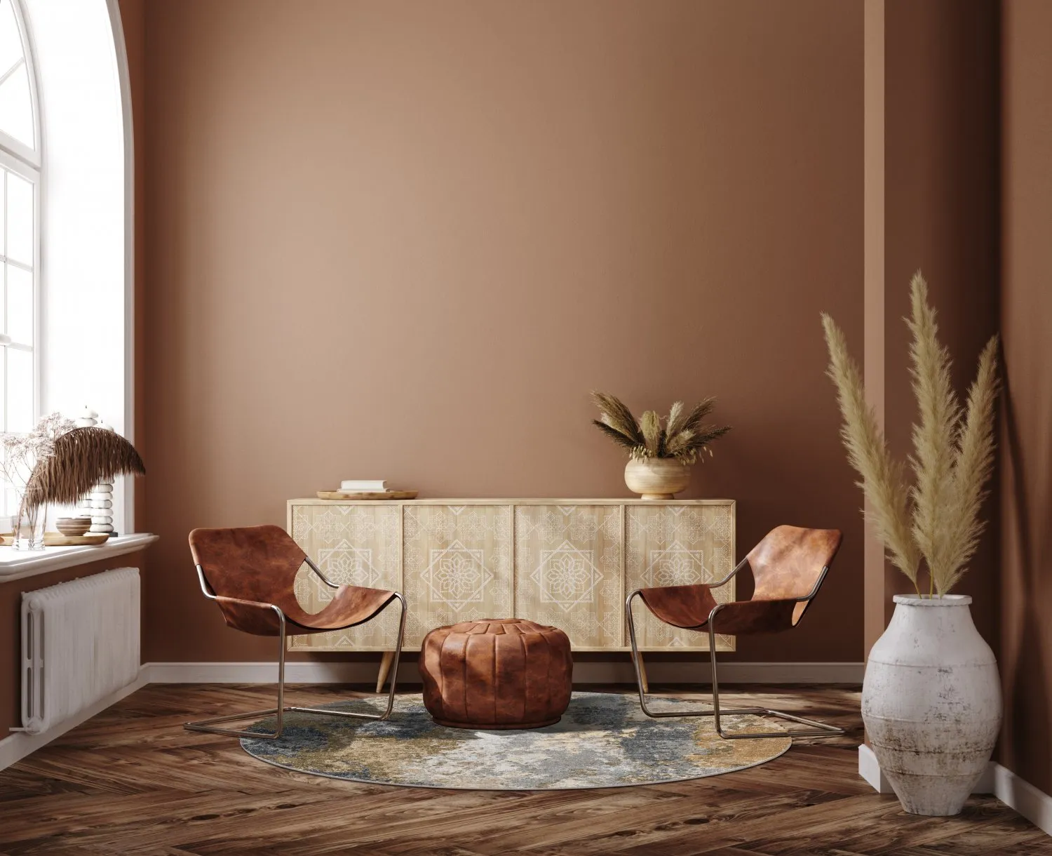 Rundt tæppe - Travale (grå/multi)