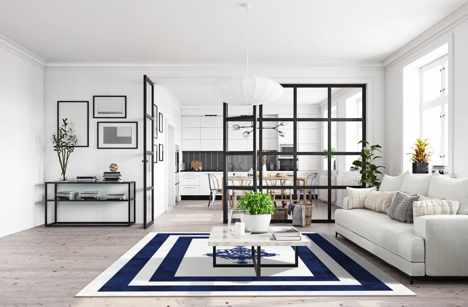 Wilton-tæppe - Soros (blå/hvid)