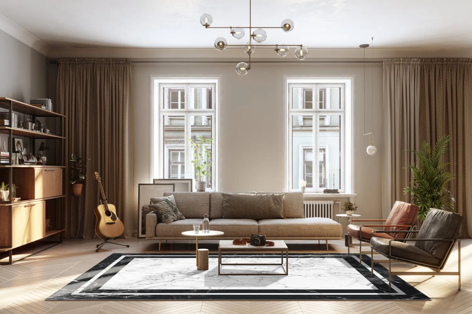 Wilton-tæppe - Amaliada (sort/hvid)