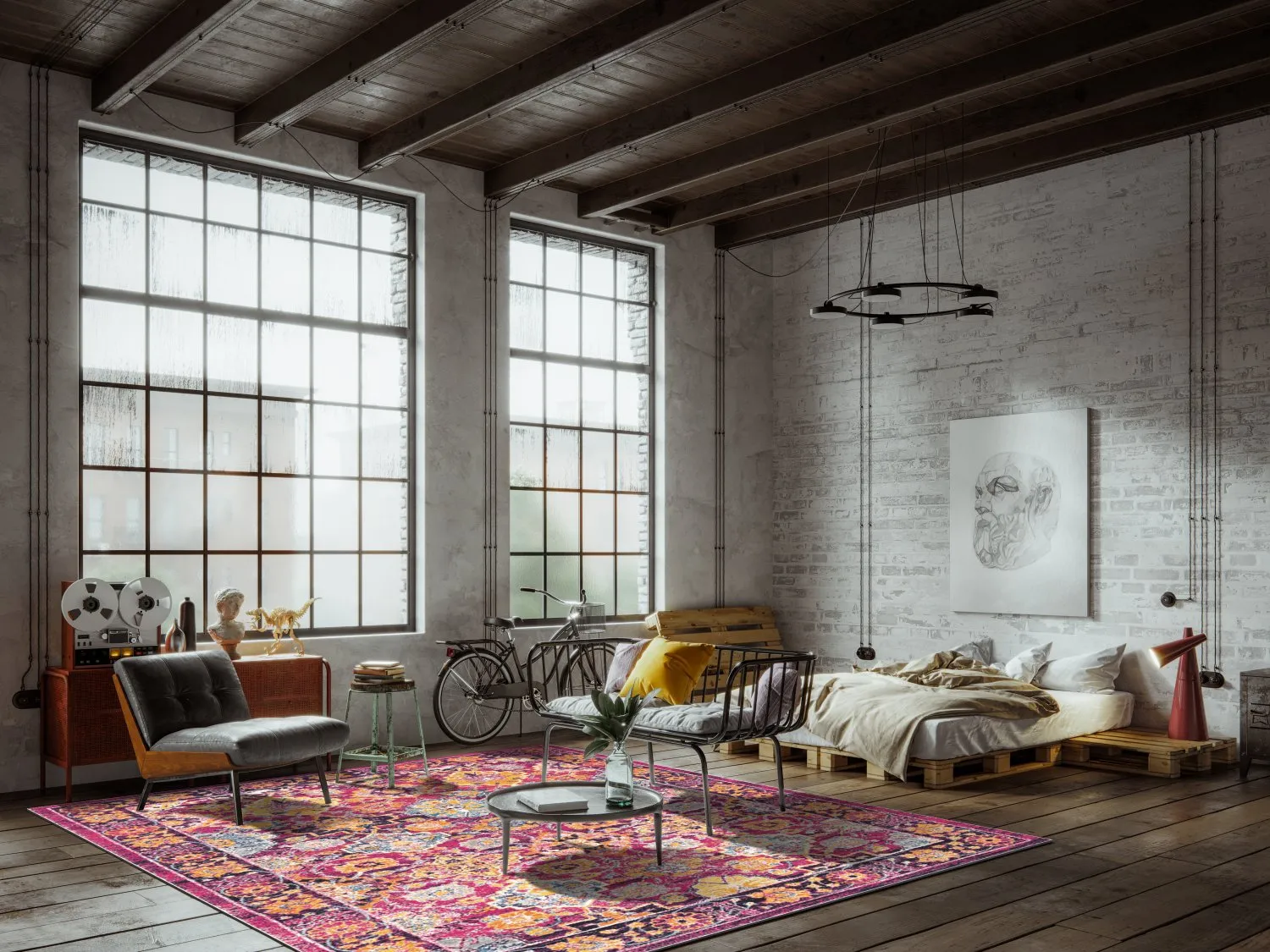 Wilton-tæppe - Fernana (rosa/multi)