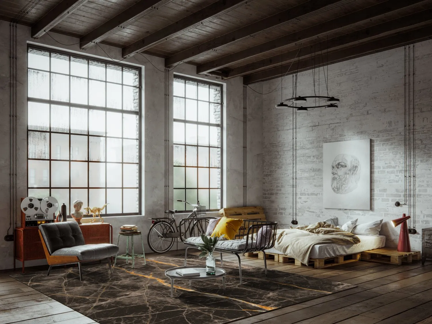 Wilton-tæppe - Aris (sort/guld)