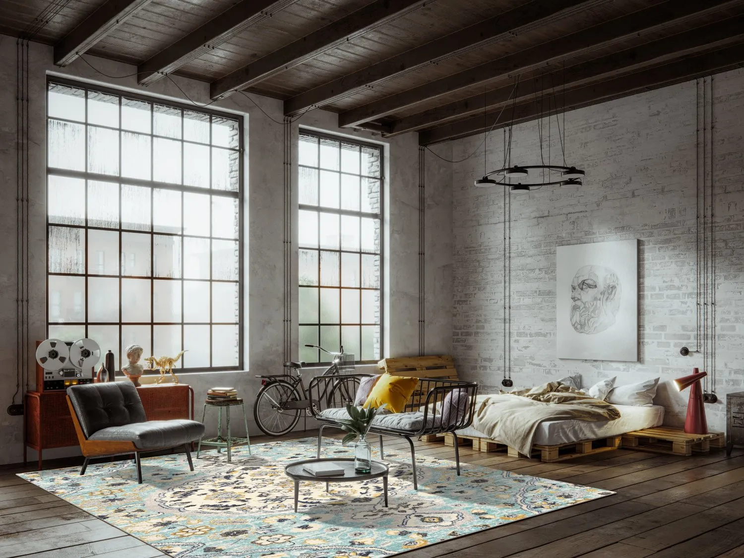 Wilton-tæppe - Mojácar (blå)