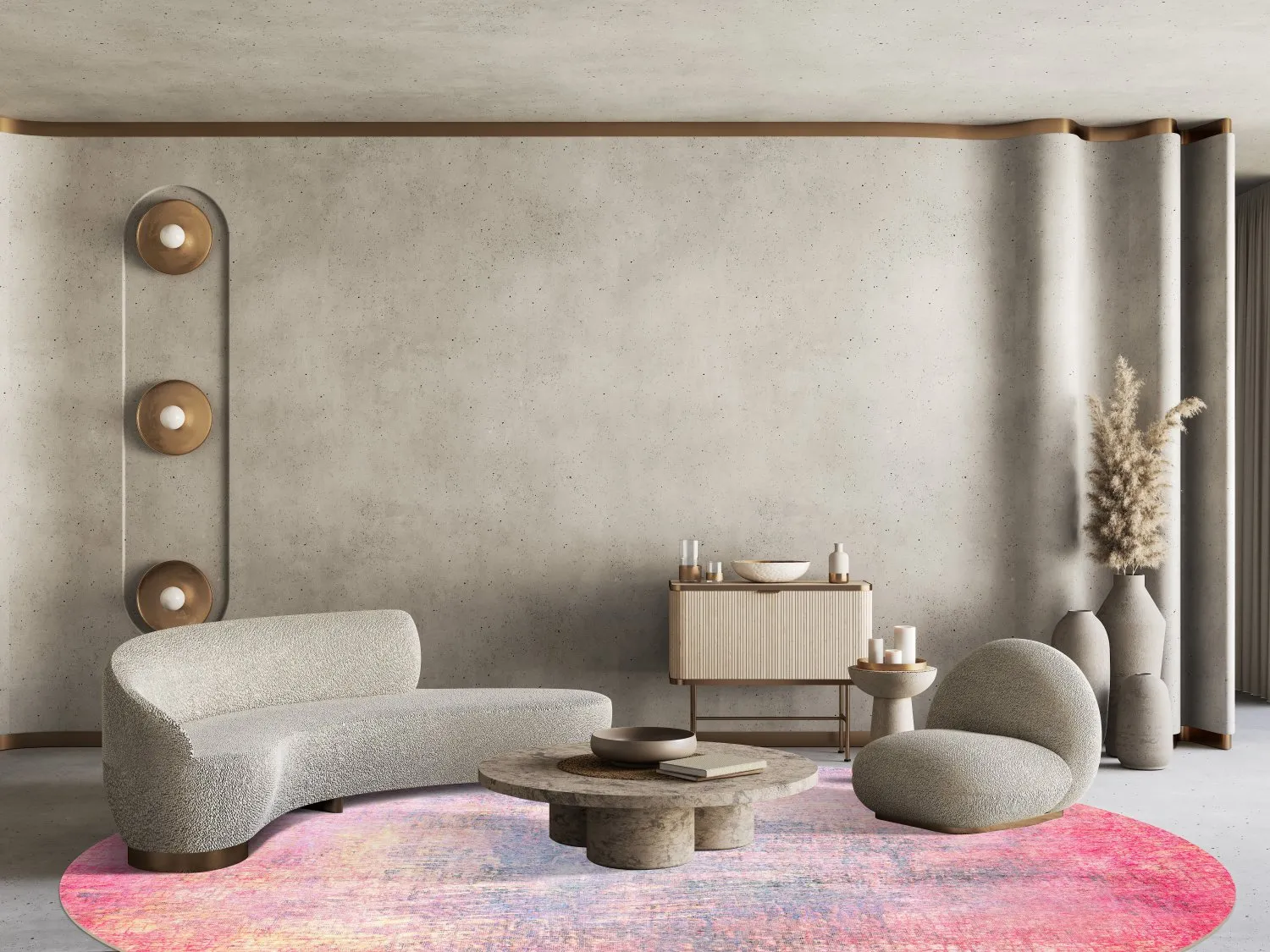 Rundt tæppe - Perugia (lyserød)