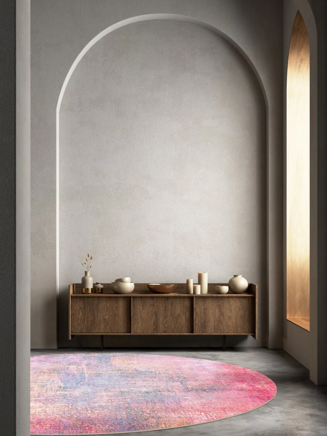 Rundt tæppe - Perugia (lyserød)