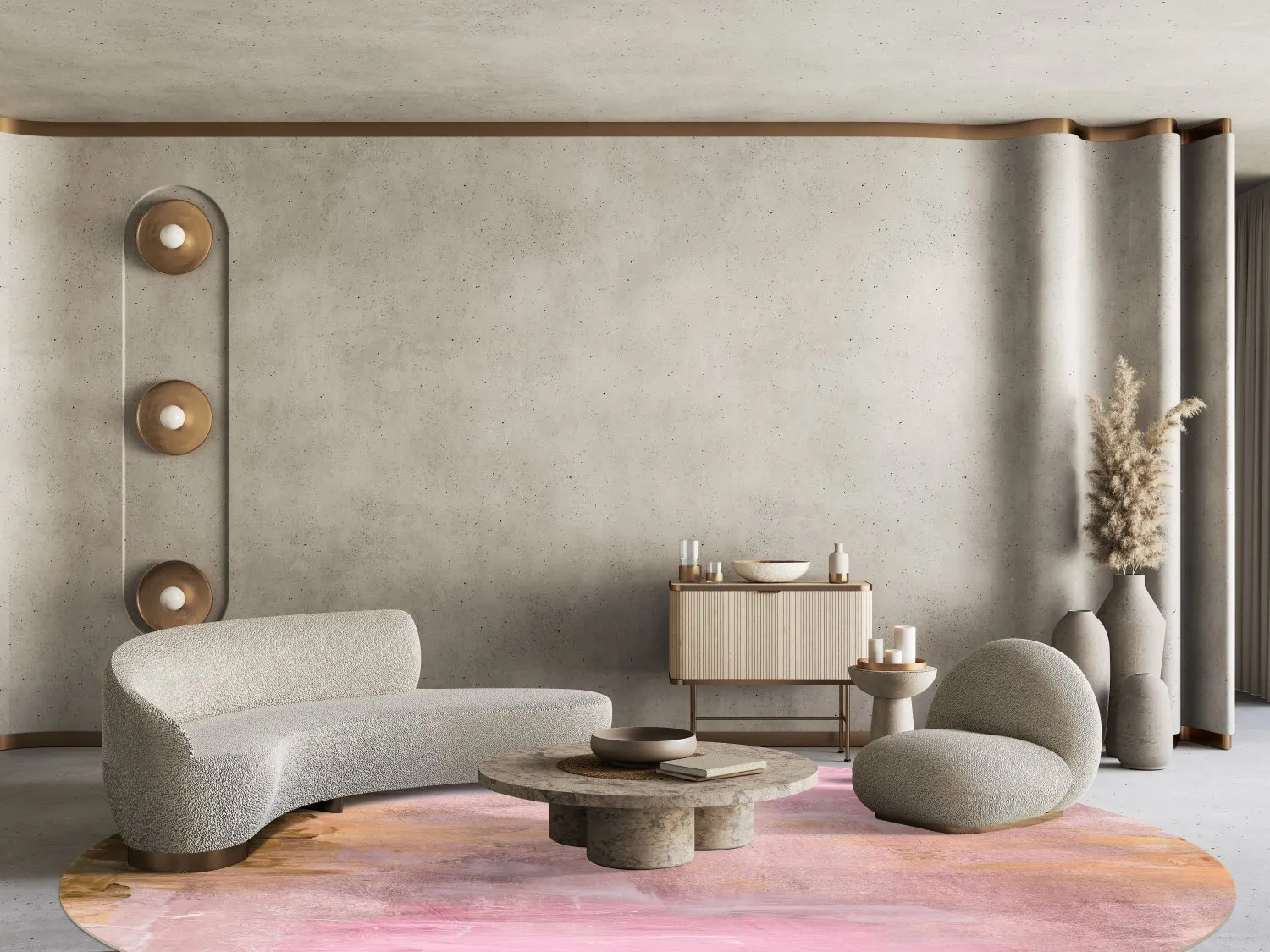 Rundt tæppe - Bonn (lyserød)