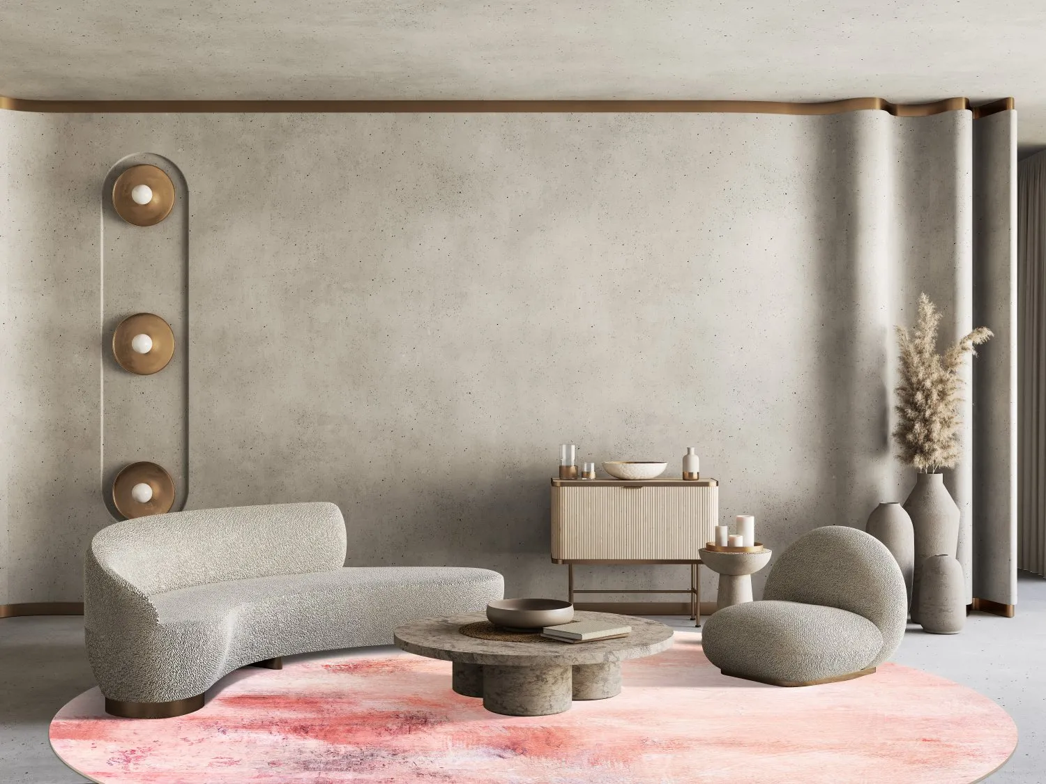 Rundt tæppe - Nancy (lyserød)