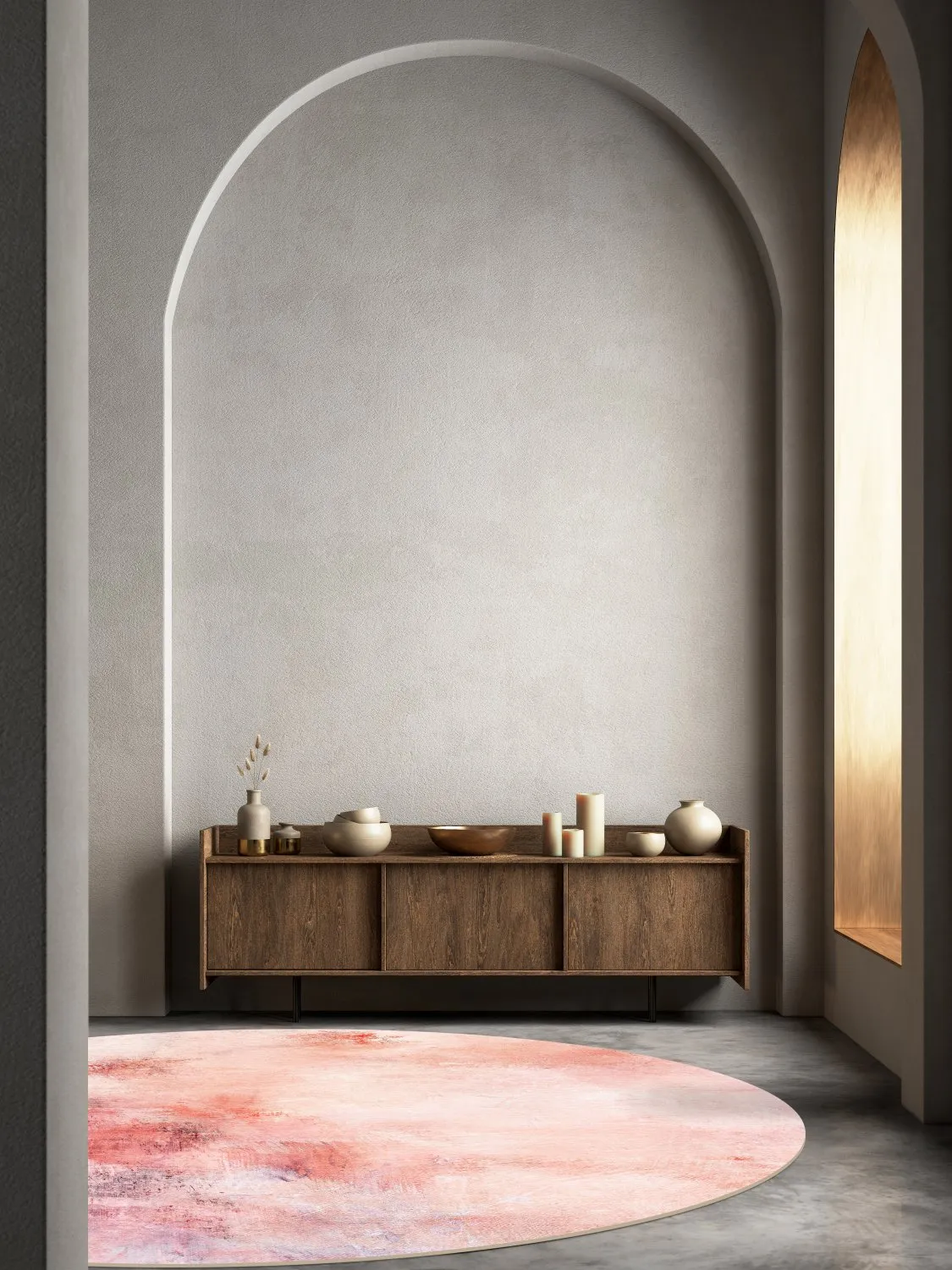 Rundt tæppe - Nancy (lyserød)