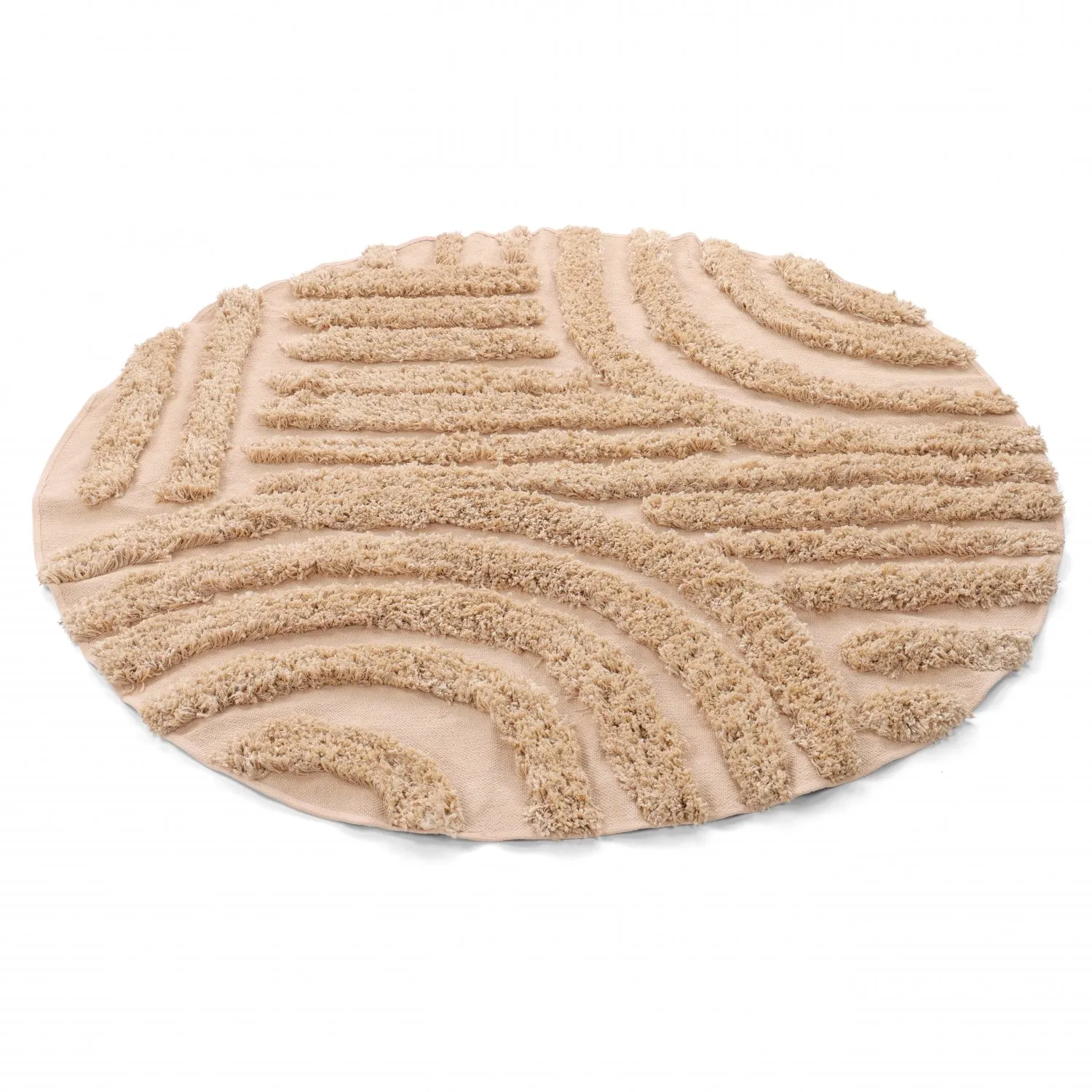 Rundt tæppe - Cazorla Natural Cotton Shaggy (beige)