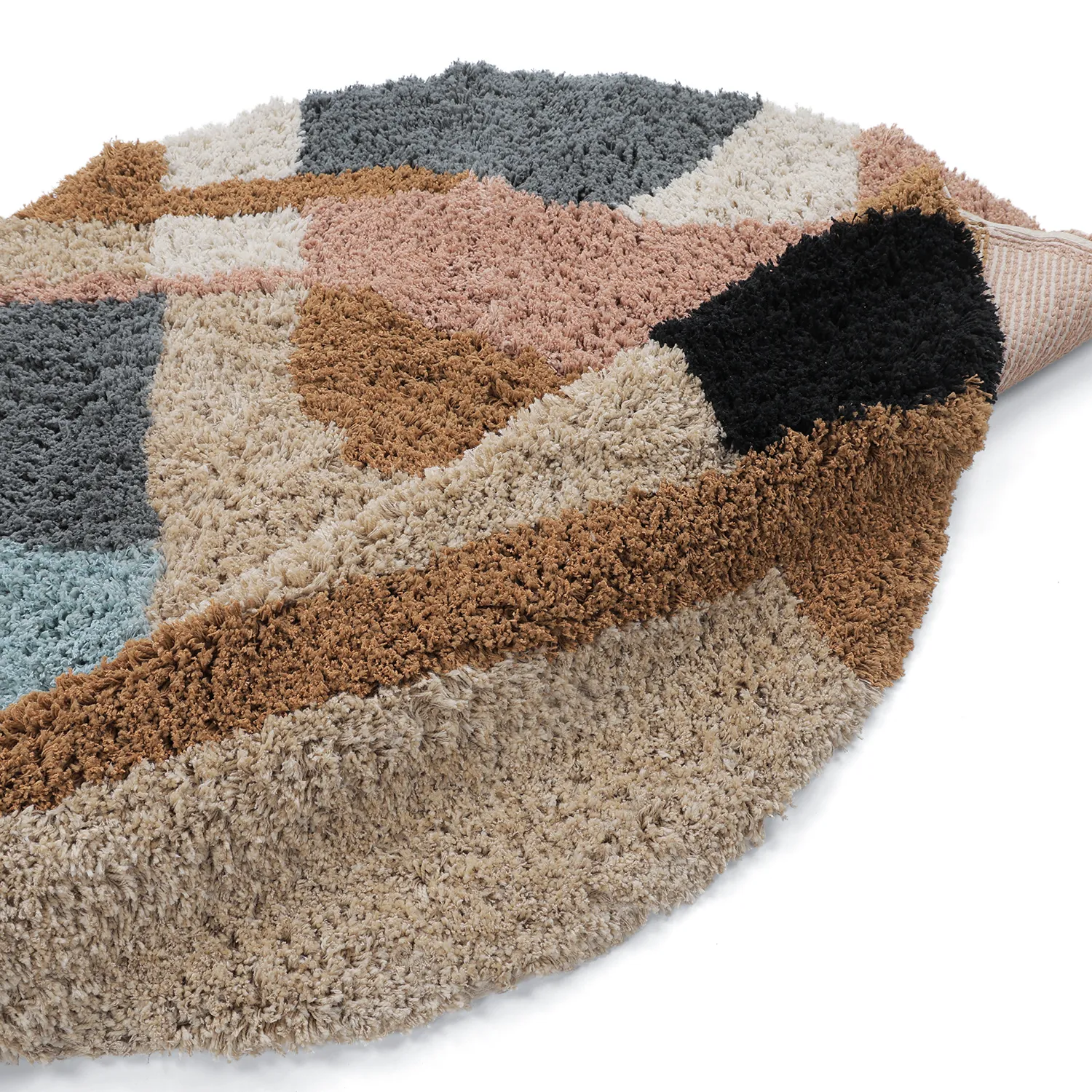 Rundt tæppe - Cefalu Natural Cotton Shaggy (multi)