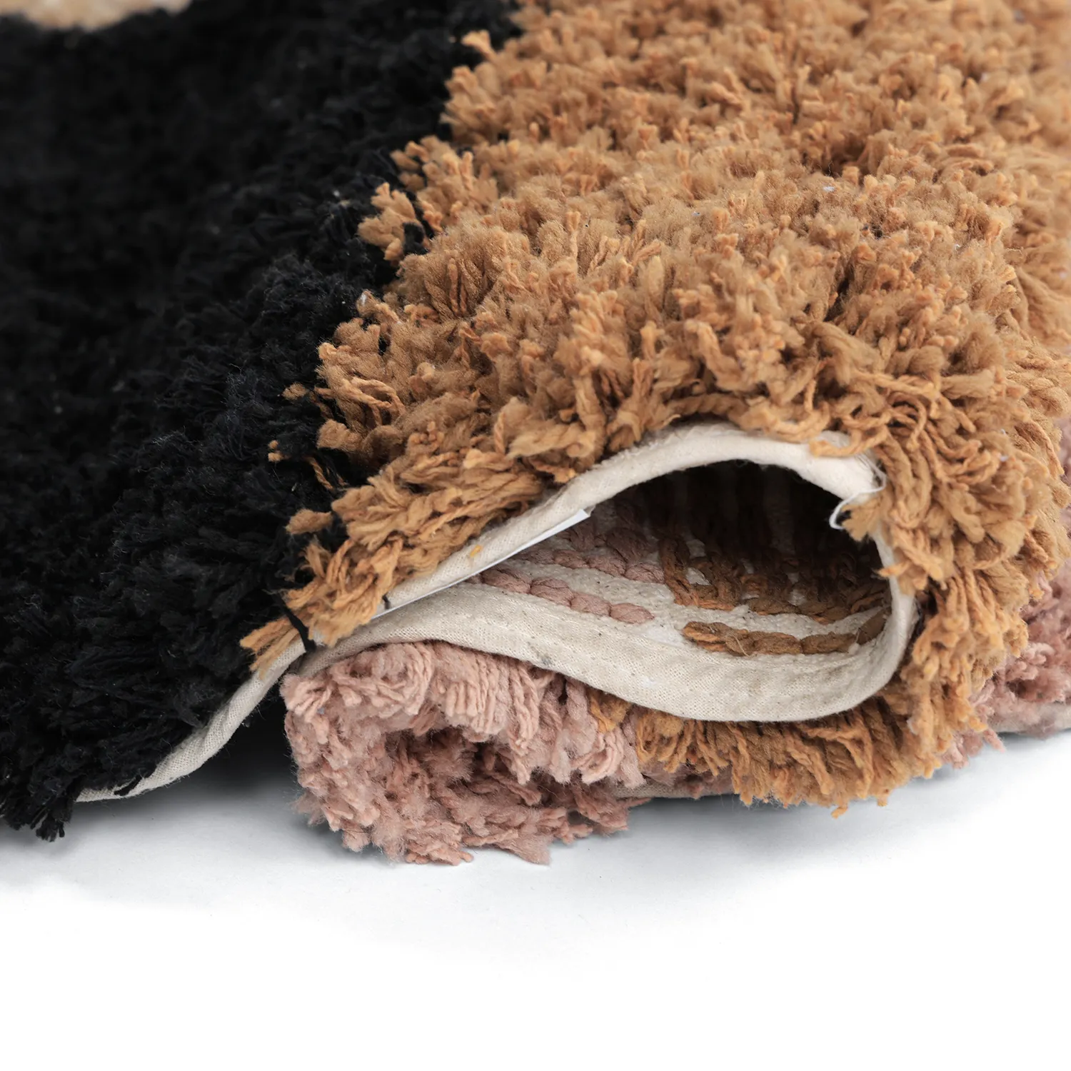 Rundt tæppe - Cefalu Natural Cotton Shaggy (multi)